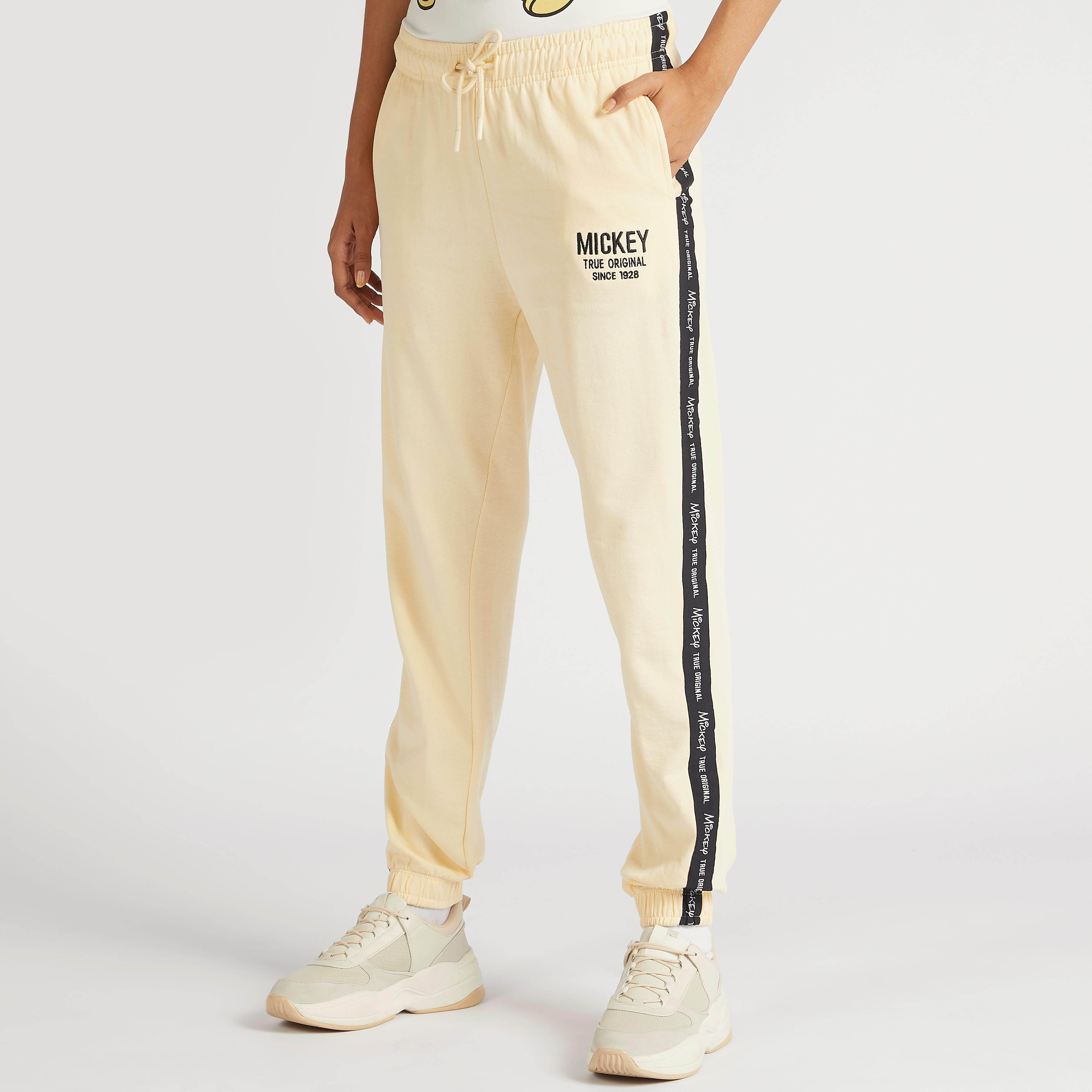 Mickey Mouse Print Mid-Rise Joggers with Drawstring and Pockets-women-clothing-bottoms-joggers-image-1