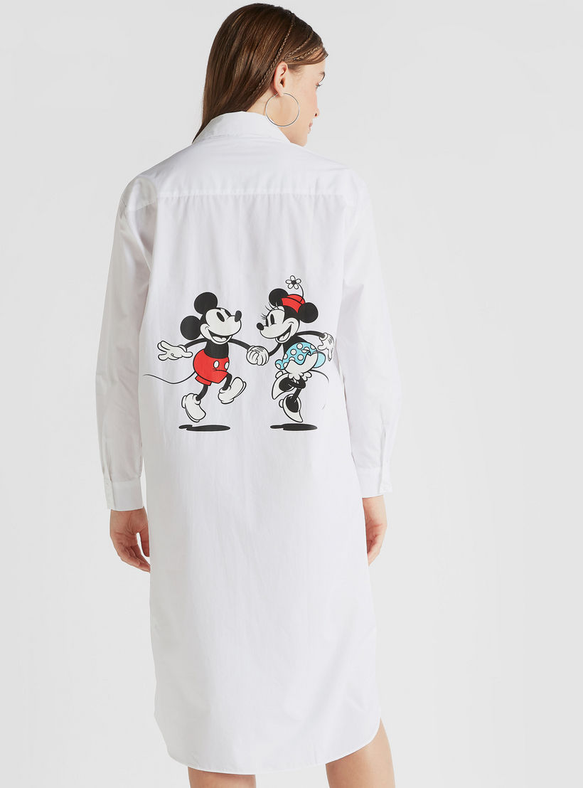 فستان قميص ميدي بأكمام طويلة وطبعات ميكي أند ميني-women-clothing-dresses-image-4