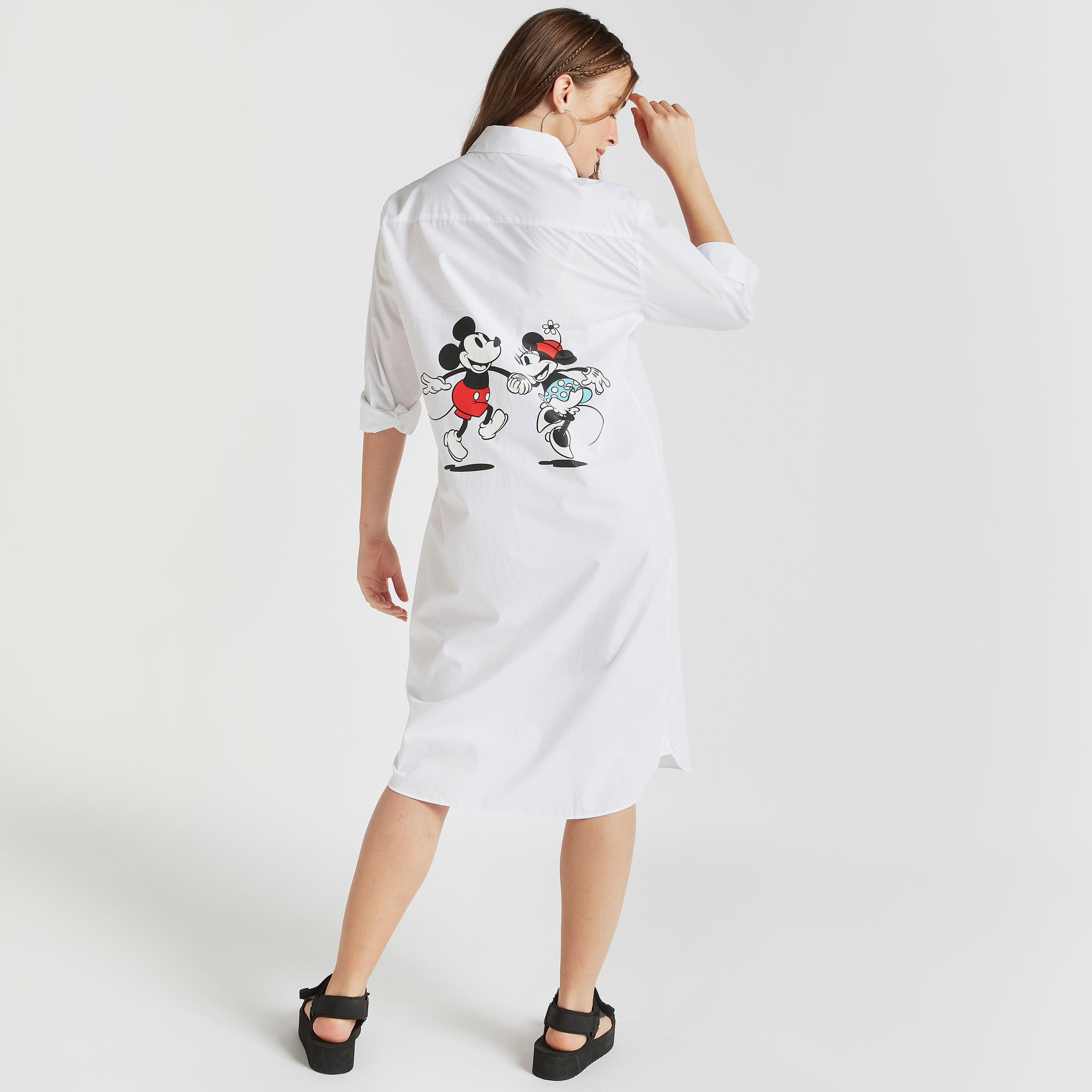 فستان قميص ميدي بأكمام طويلة وطبعات ميكي أند ميني-women-clothing-dresses-image-5