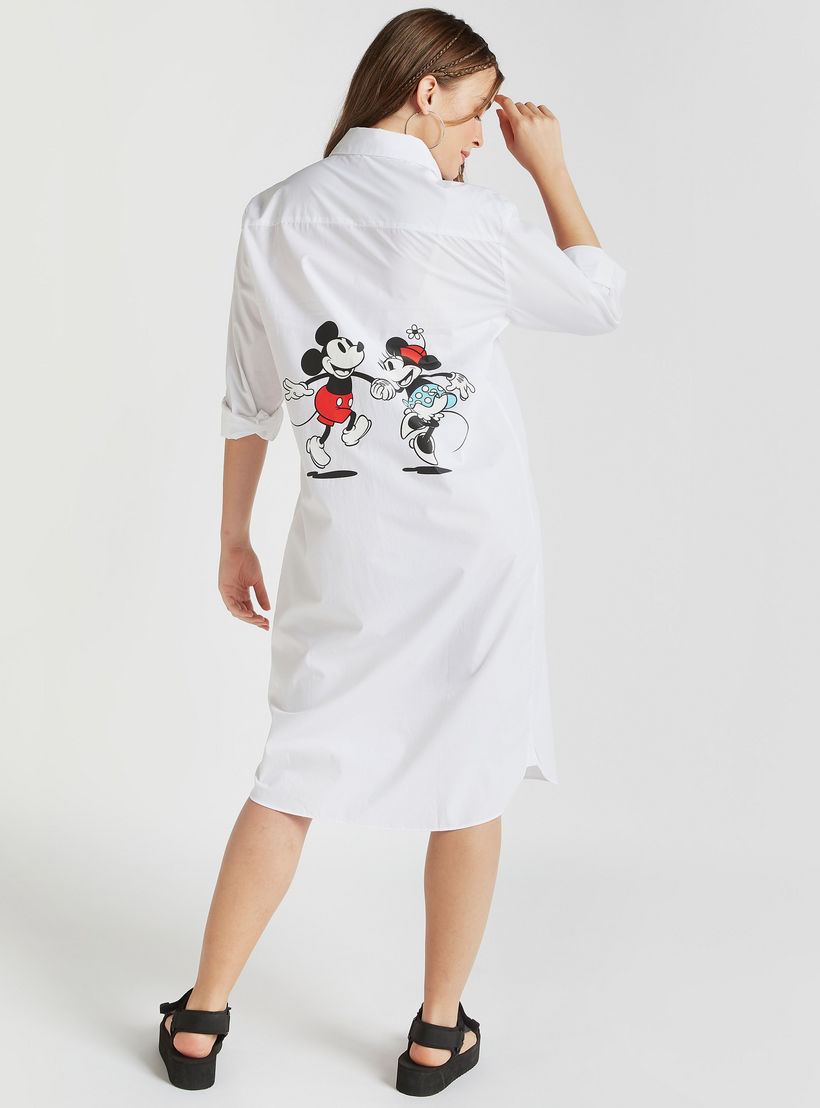 فستان قميص ميدي بأكمام طويلة وطبعات ميكي أند ميني-women-clothing-dresses-image-5