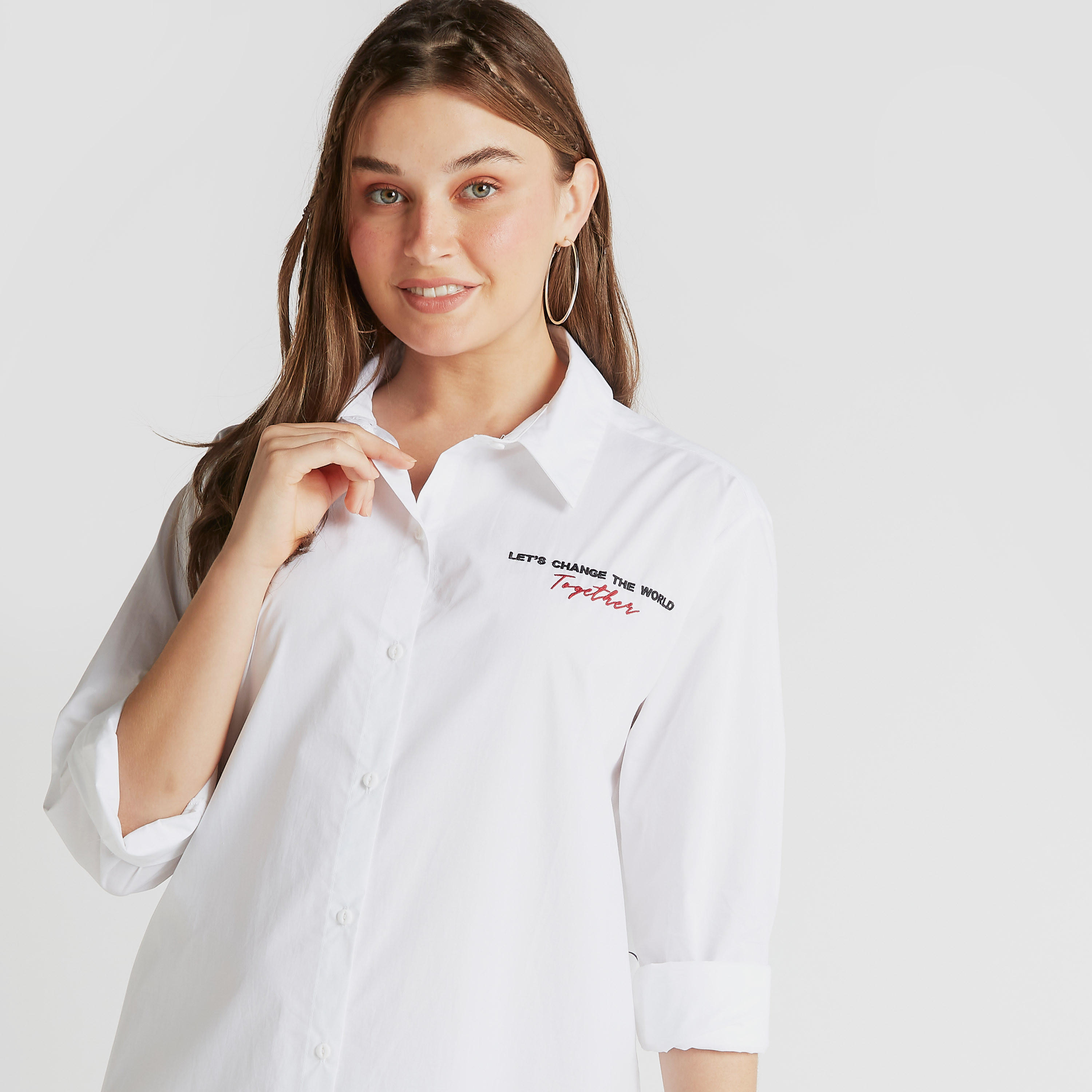 فستان قميص ميدي بأكمام طويلة وطبعات ميكي أند ميني-women-clothing-dresses-image-7