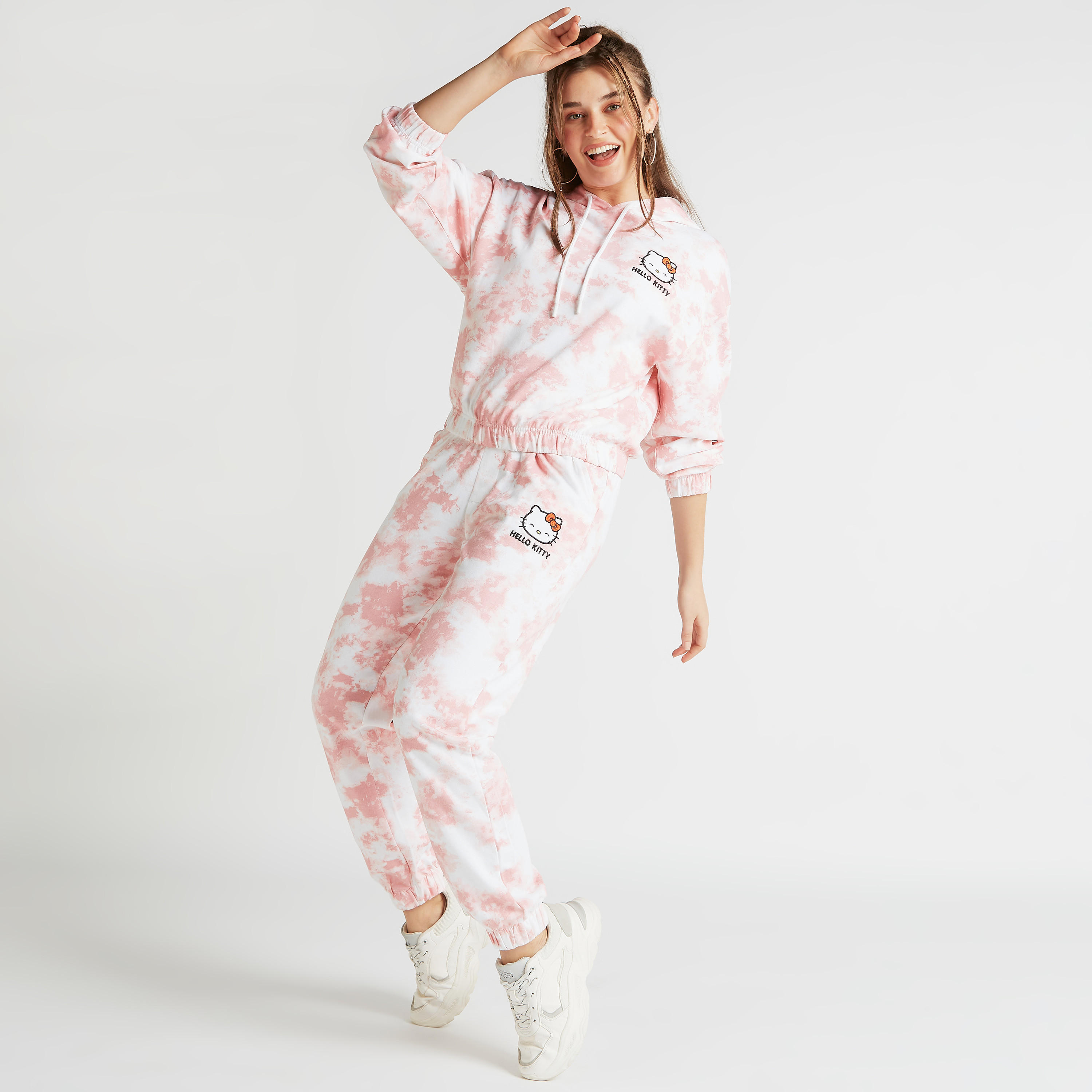 Hello Kitty Print Mid-Rise Joggers with Drawstring Closure and Pockets-women-clothing-bottoms-joggers-image-1