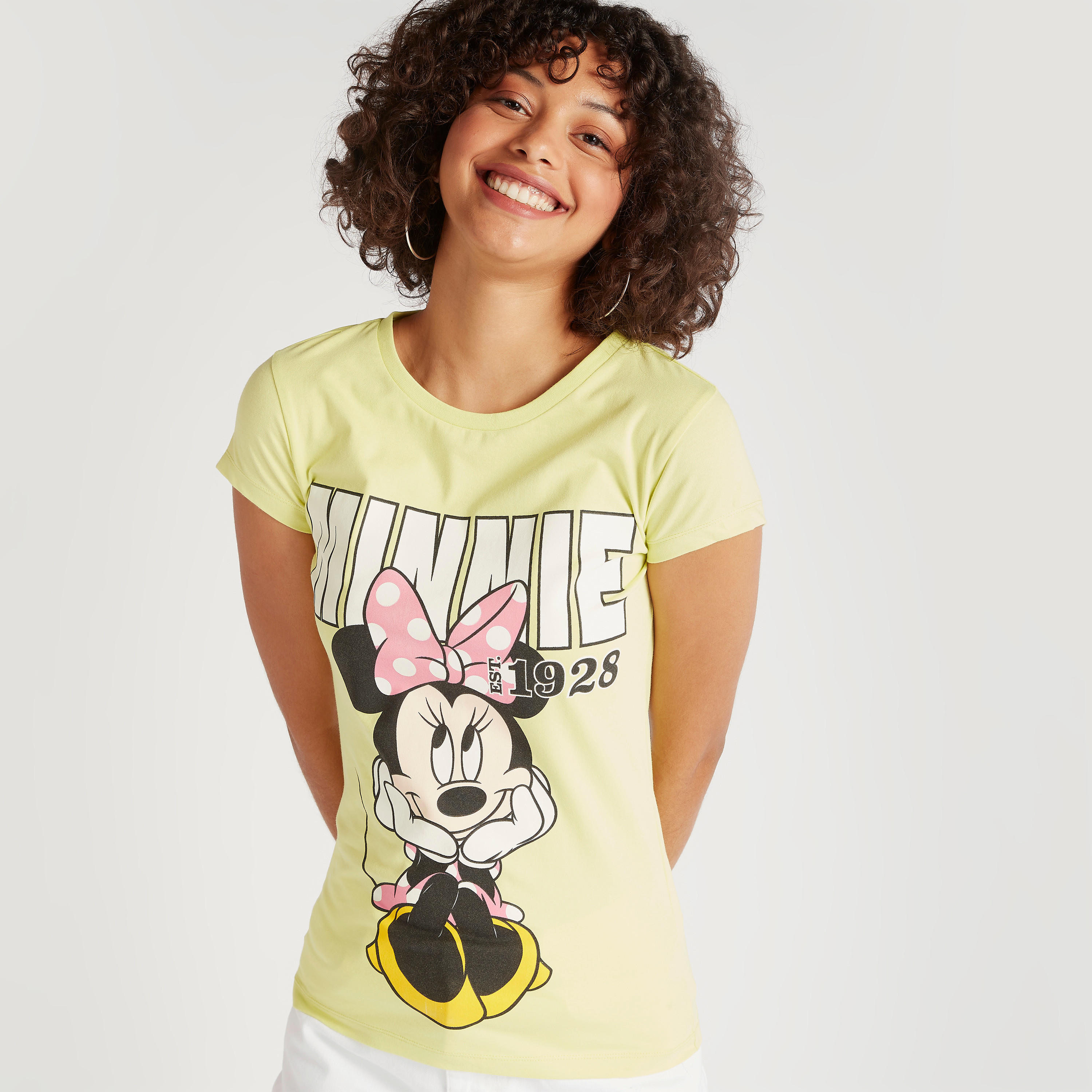 تيشيرت بياقة ضيّقة وأكمام كاب وطبعات ميني ماوس-women-clothing-tshirts-image-5