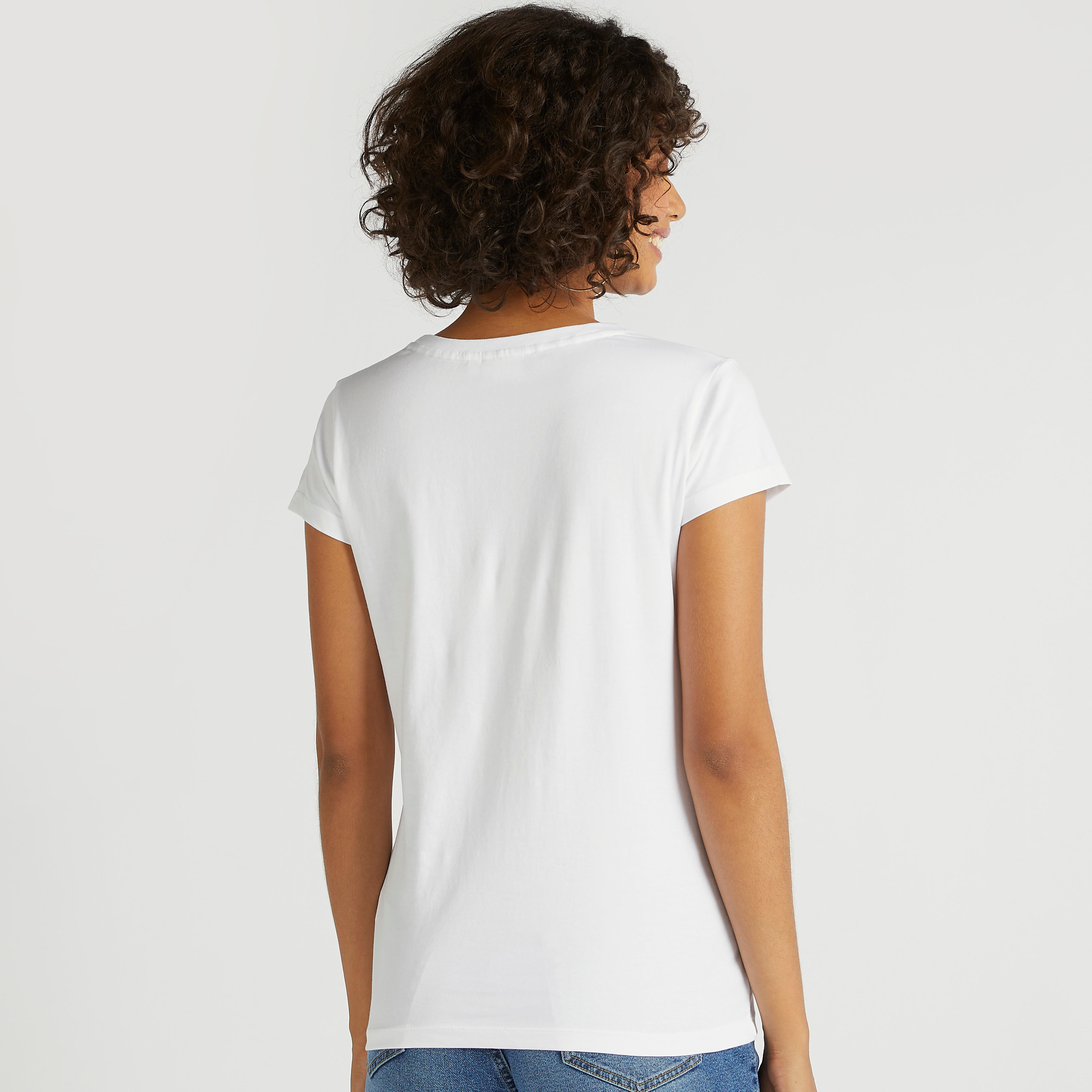 تيشيرت بأكمام كاب وياقة ضيّقة وطبعات باور باف جيرلز-women-clothing-tshirts-image-4
