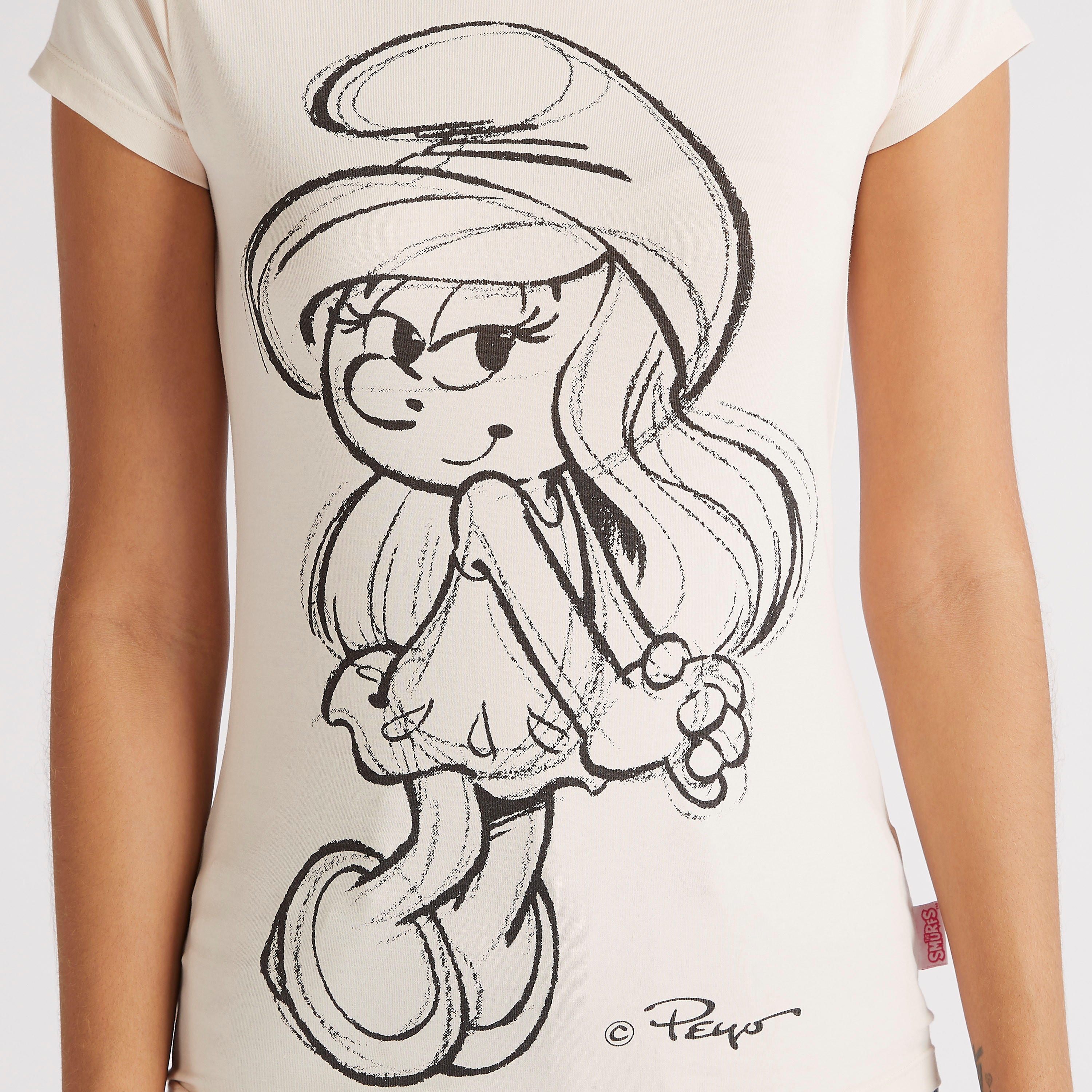 تيشيرت بياقة ضيّقة وأكمام كاب وطبعات سمورفيت-women-clothing-tshirts-image-3