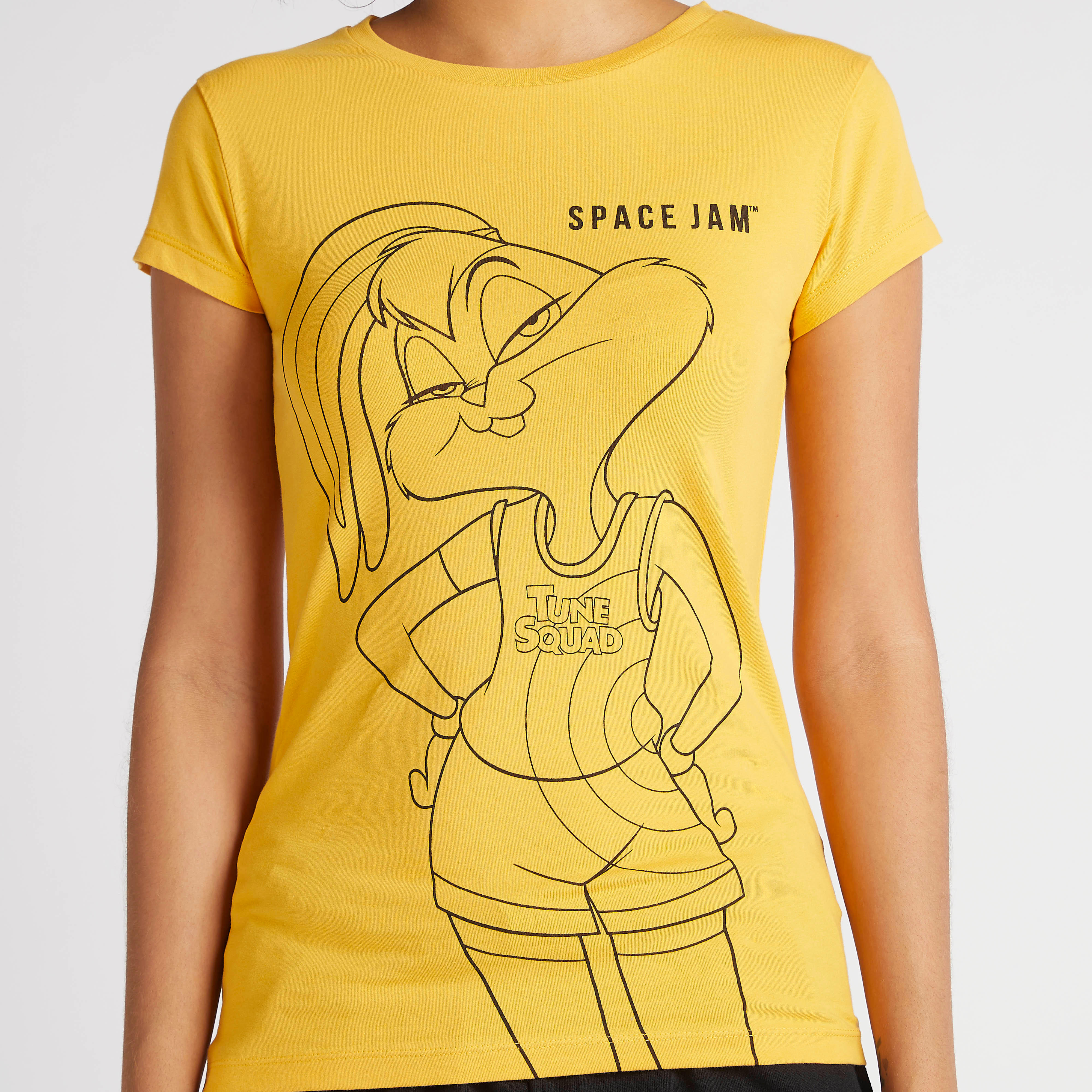 Lola Bunny Print Crew Neck T-shirt with Cap Sleeves-women-clothing-tshirts-image-3