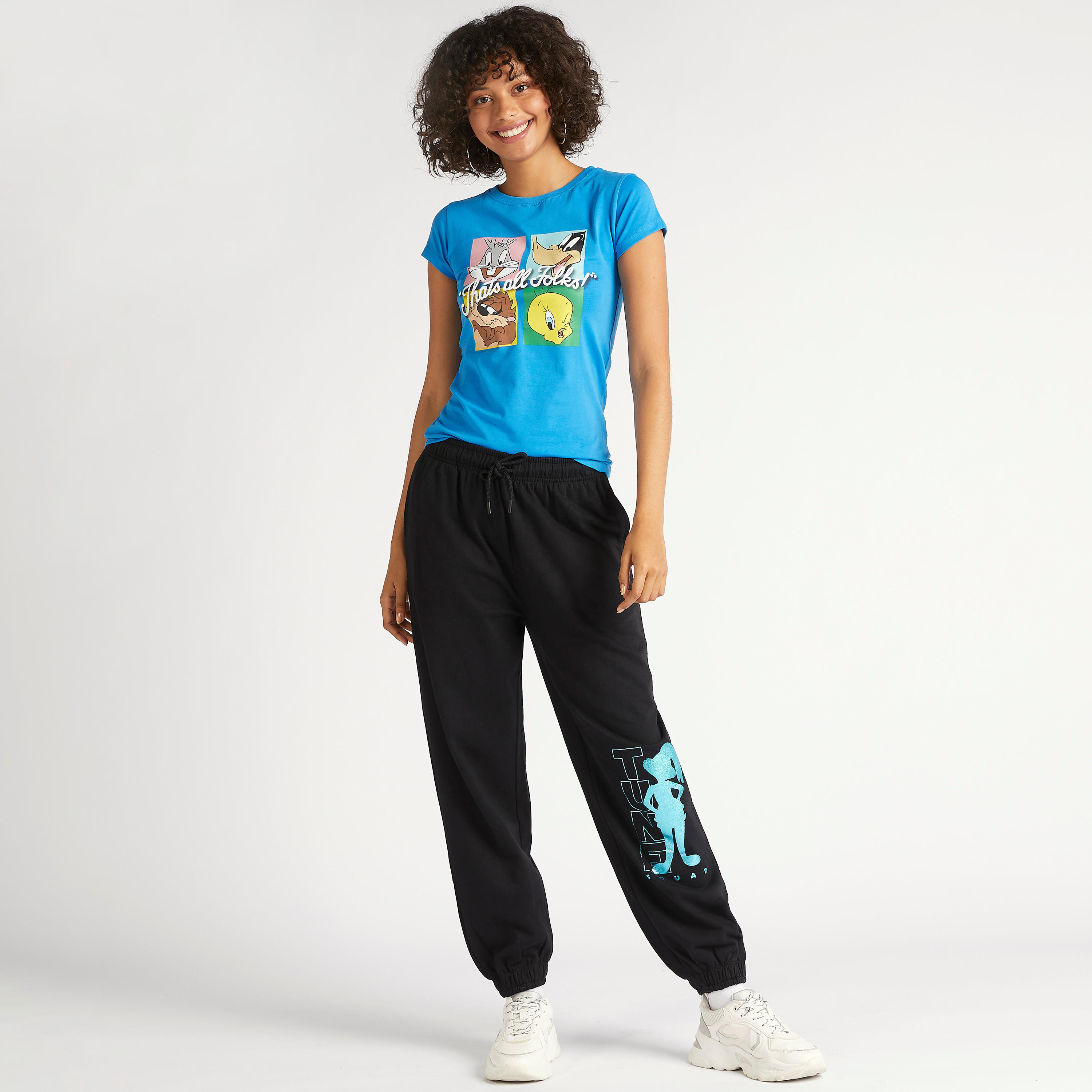 تيشيرت بياقة ضيقة وأكمام كاب وطبعات لوني تيونر-women-clothing-tshirts-image-2