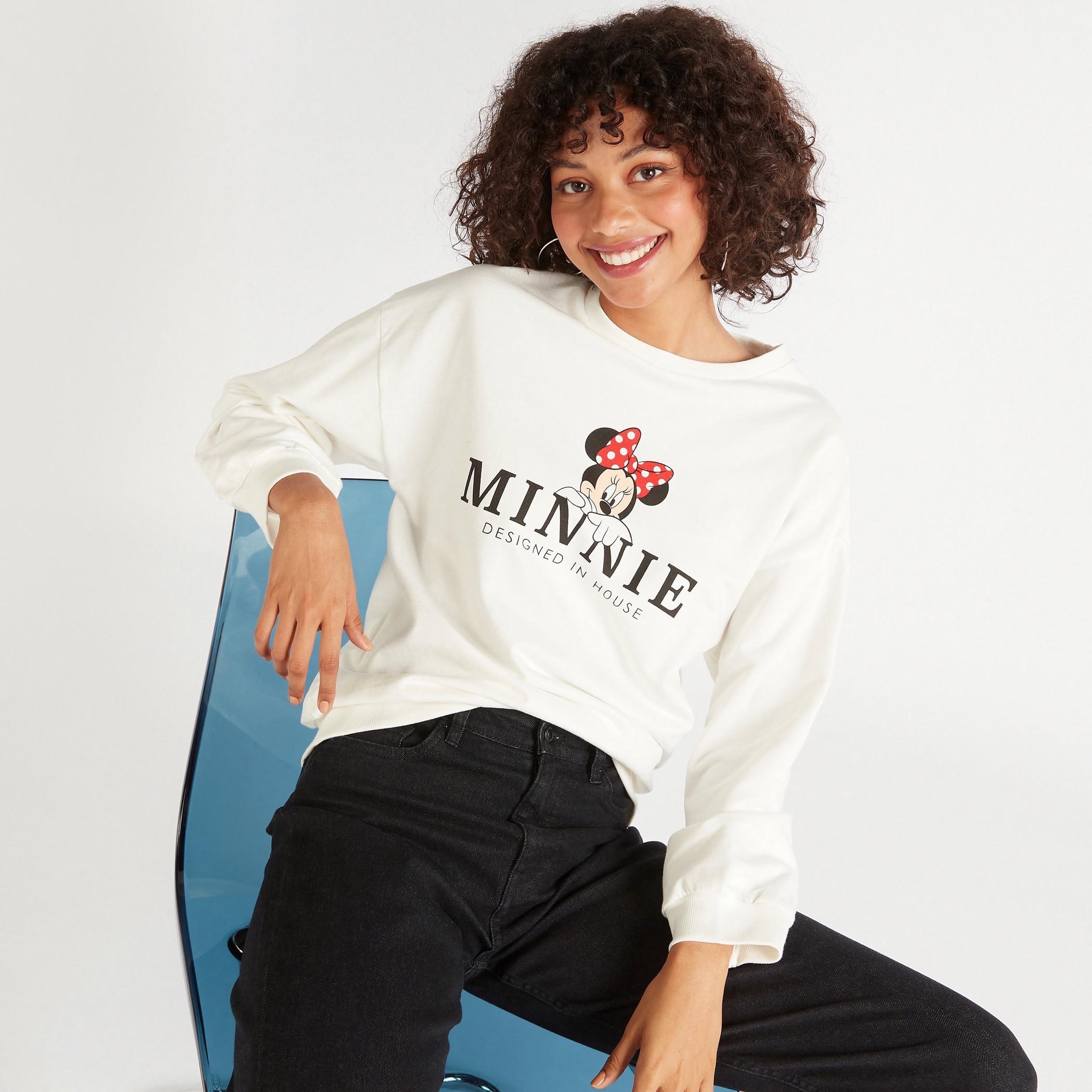 Minnie Mouse Print Sweatshirt with Long Sleeves and Crew Neck-women-winterwear-hoodiesandsweatshirts-sweatshirts-image-1