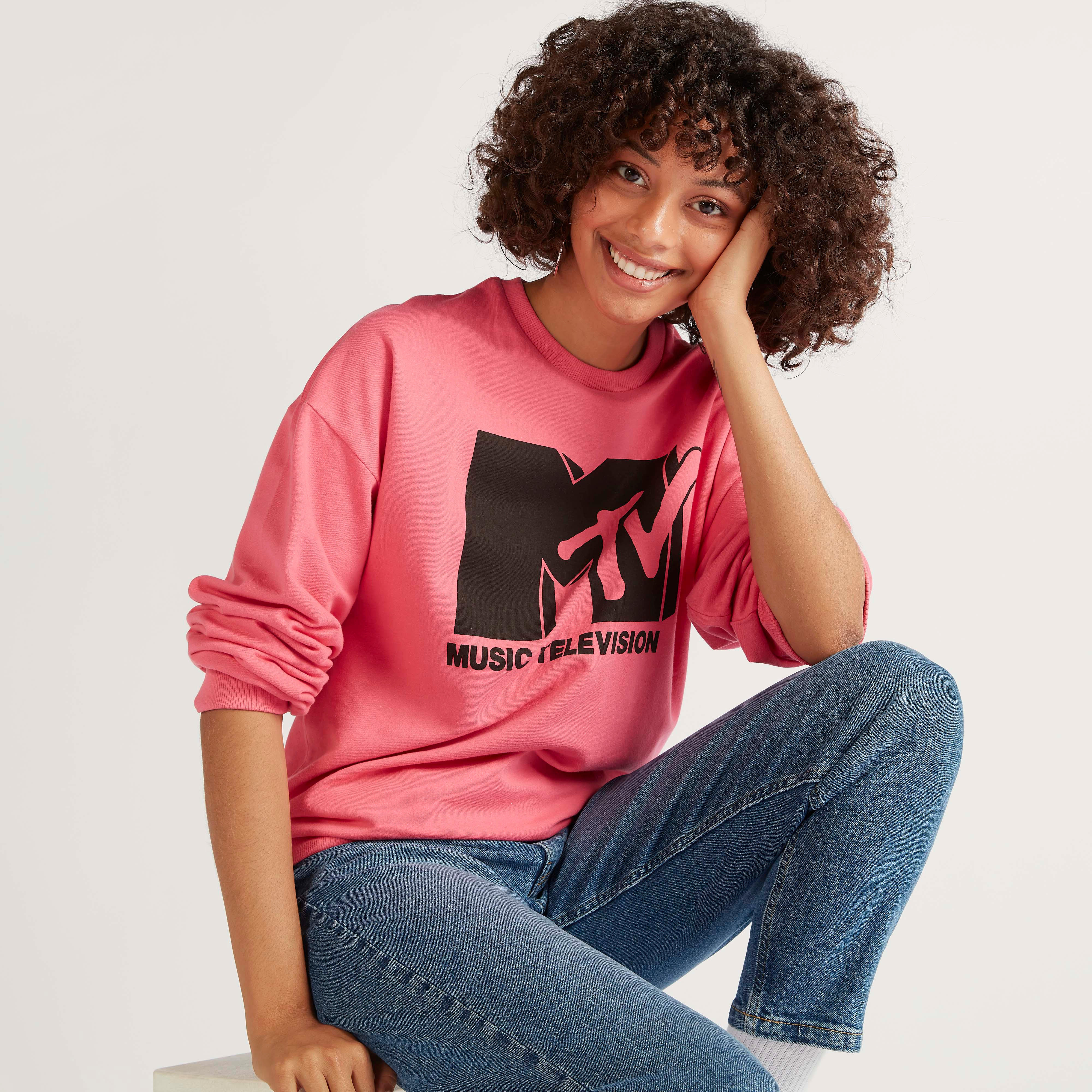 MTV Print Sweatshirt with Long Sleeves and Crew Neck-women-winterwear-hoodiesandsweatshirts-sweatshirts-image-1