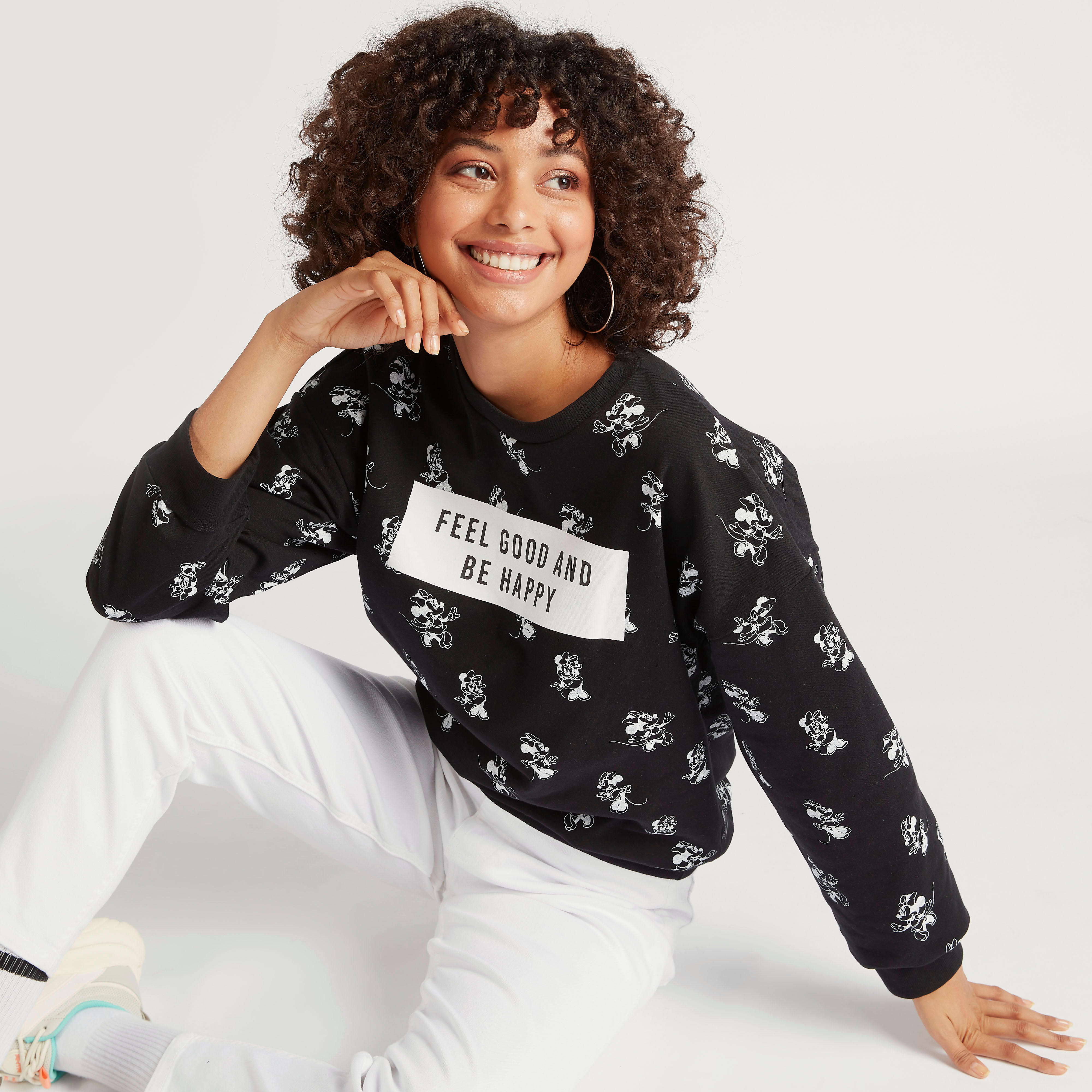 سويت شيرت بياقة ضيقة وأكمام طويلة وطبعات ميني ماوس-women-winterwear-hoodiesandsweatshirts-sweatshirts-image-1