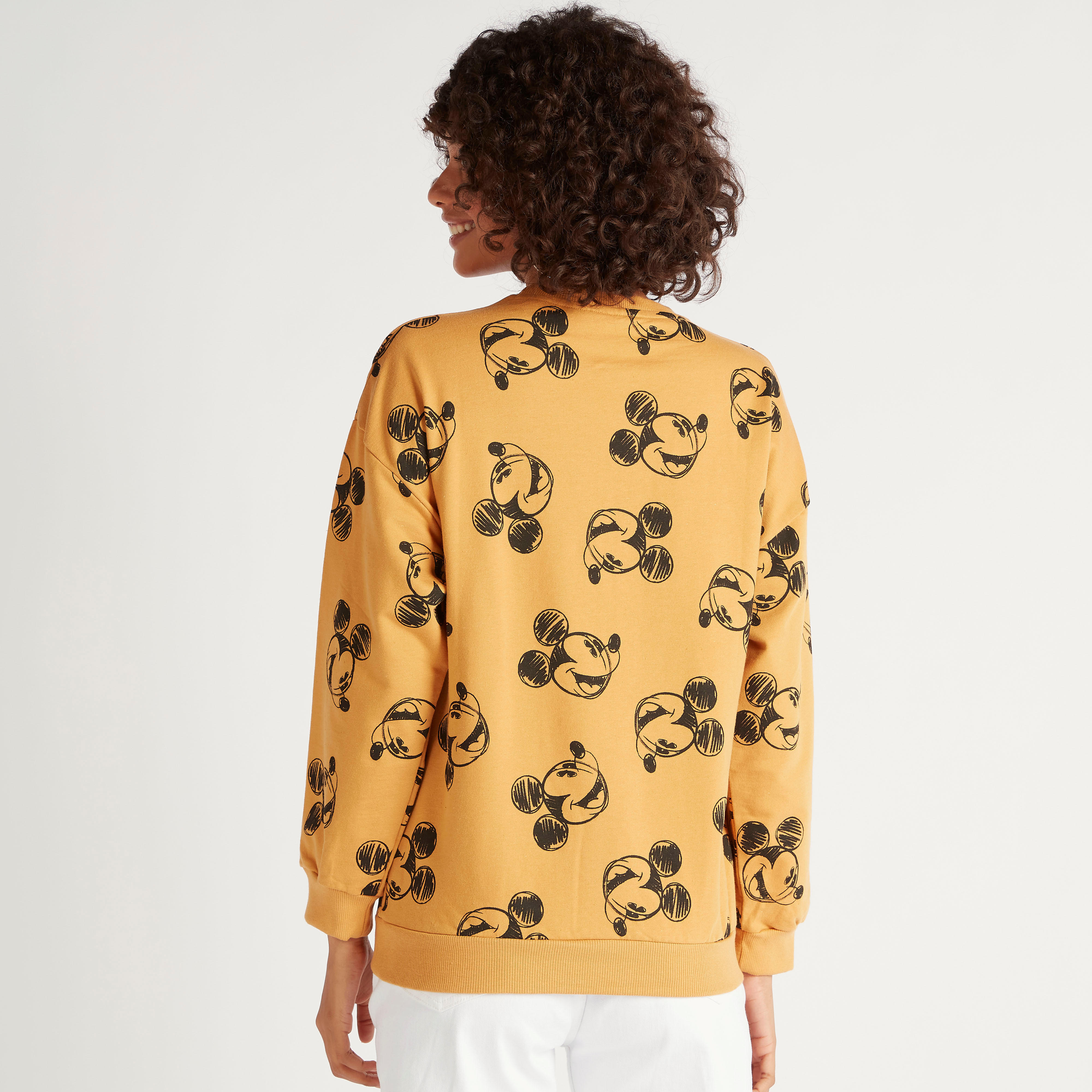 Mickey Mouse Print Sweatshirt with Crew Neck and Long Sleeves-women-winterwear-hoodiesandsweatshirts-sweatshirts-image-4