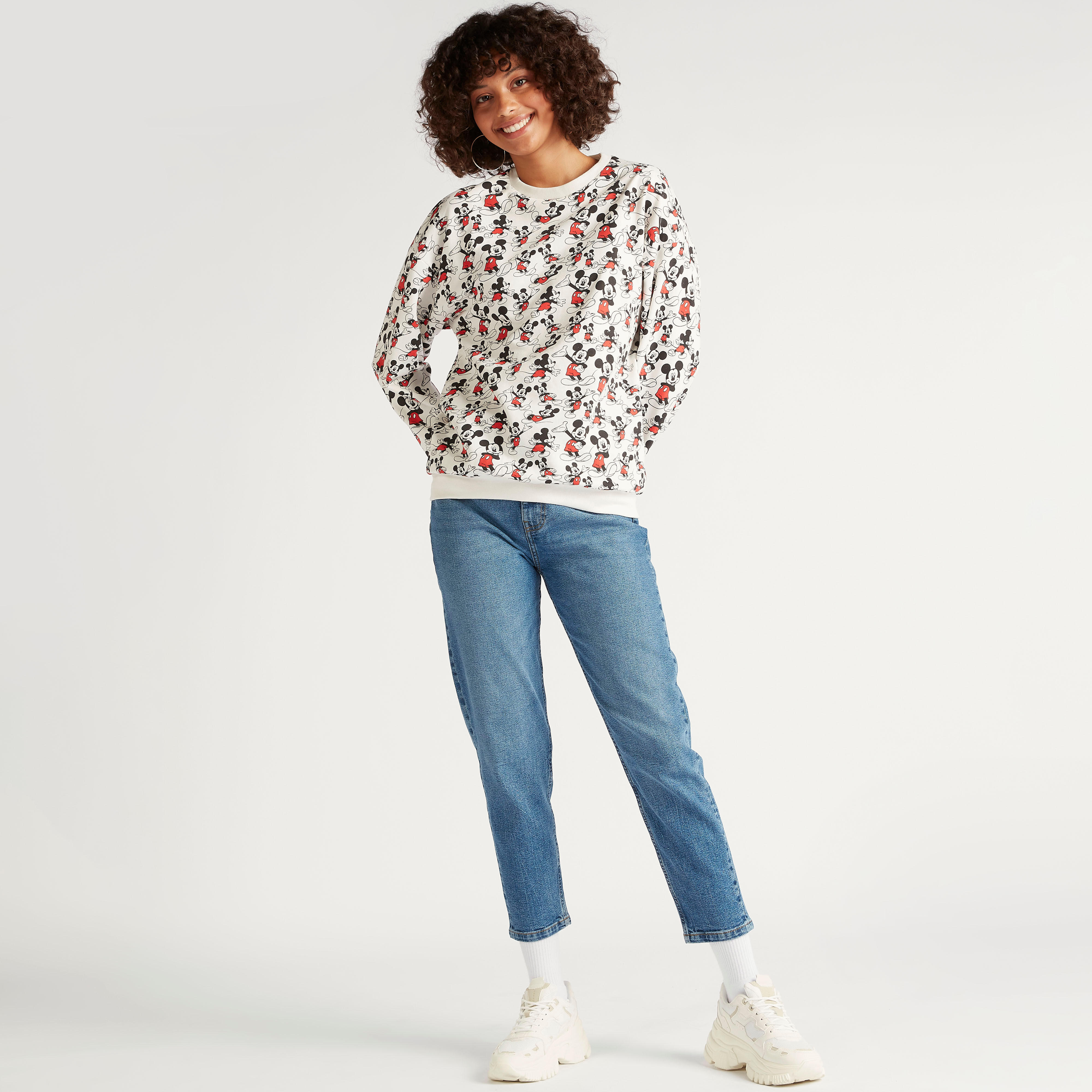 سويت شيرت بياقة ضيقة وأكمام طويلة وطبعات ميكي ماوس-women-winterwear-hoodiesandsweatshirts-sweatshirts-image-5