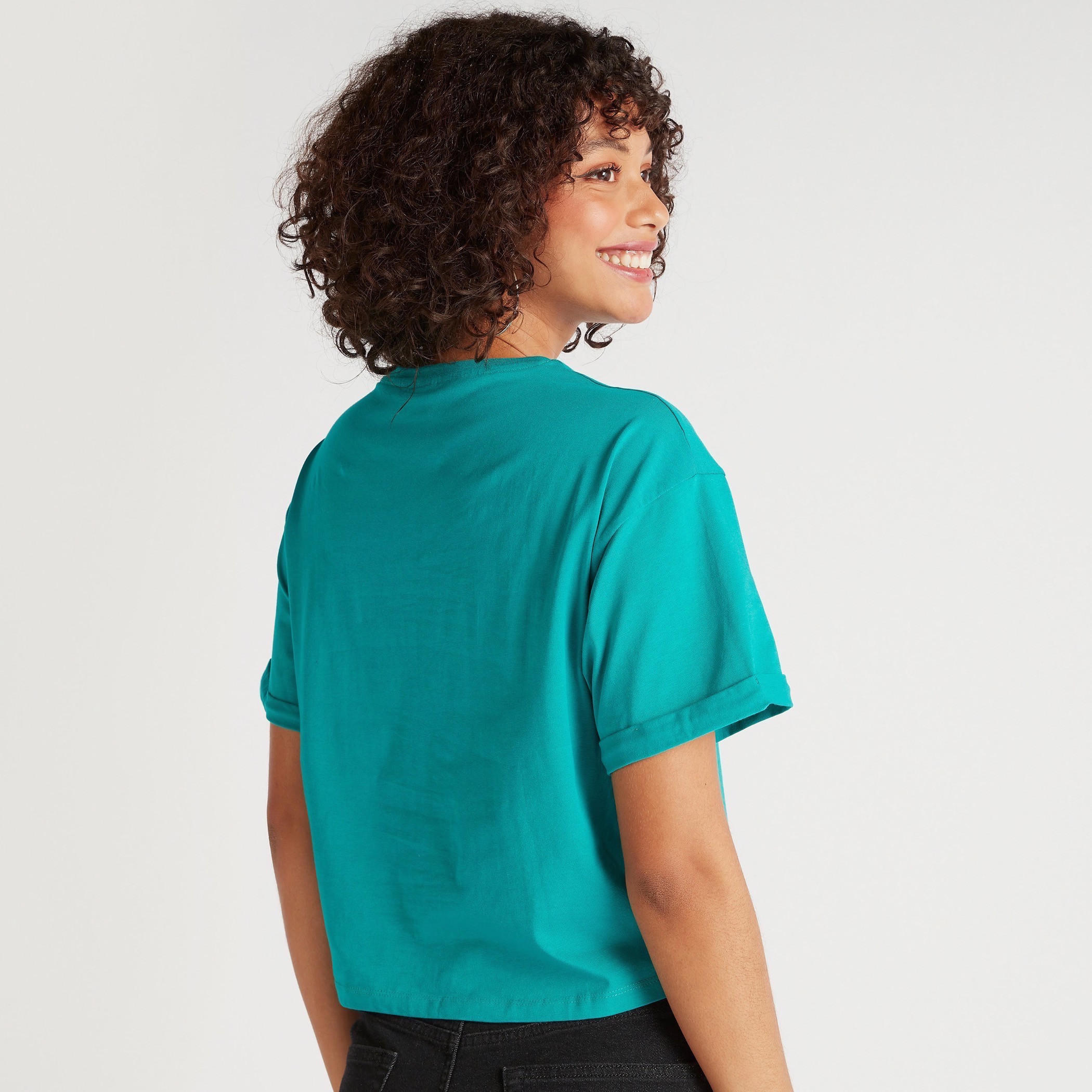 Tweety Print Crop T-shirt with Short Sleeves and Crew Neck-women-clothing-tshirts-image-4