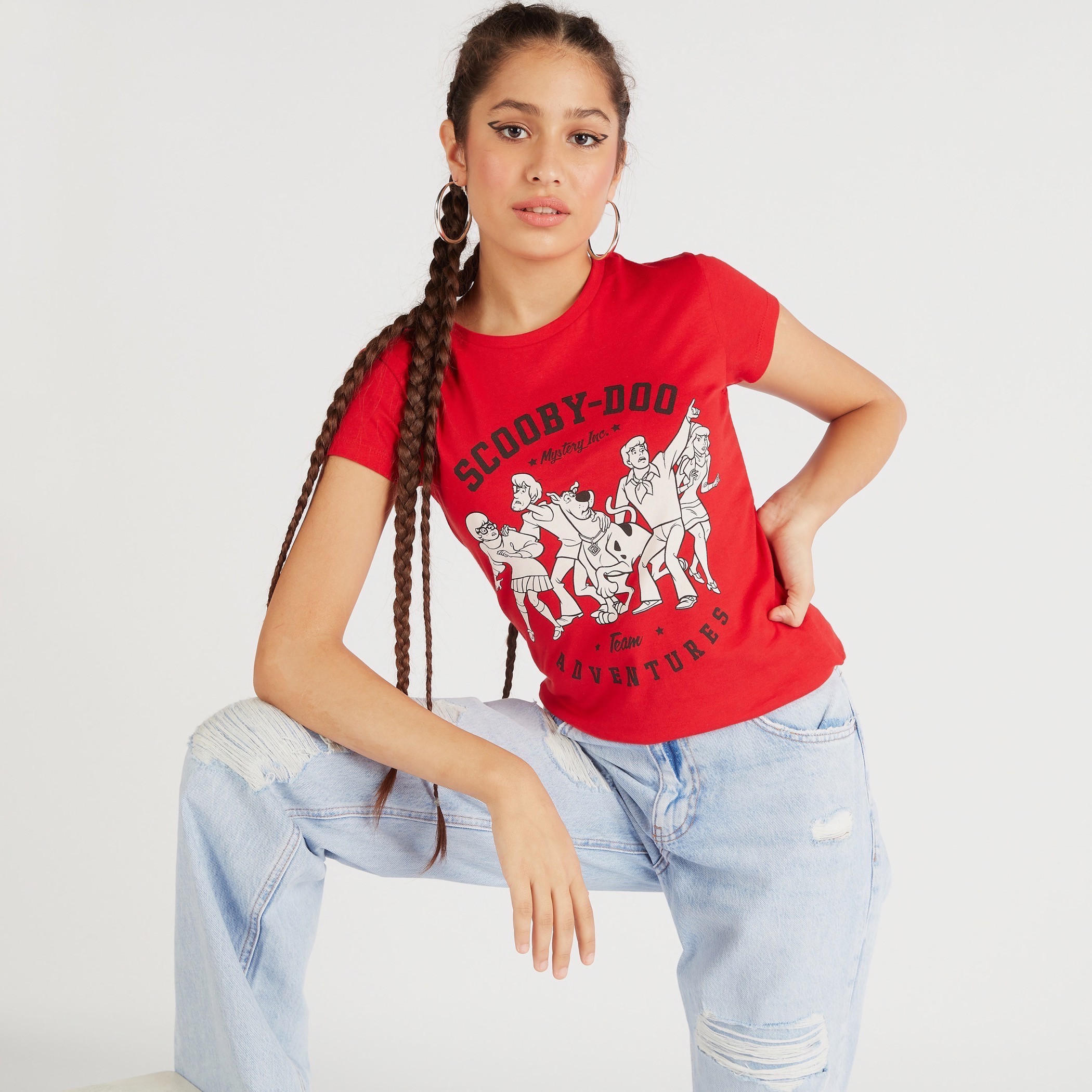 تيشيرت بياقة مستديرة وأكمام قصيرة وطبعات سكوبي دو-women-clothing-tshirts-image-1
