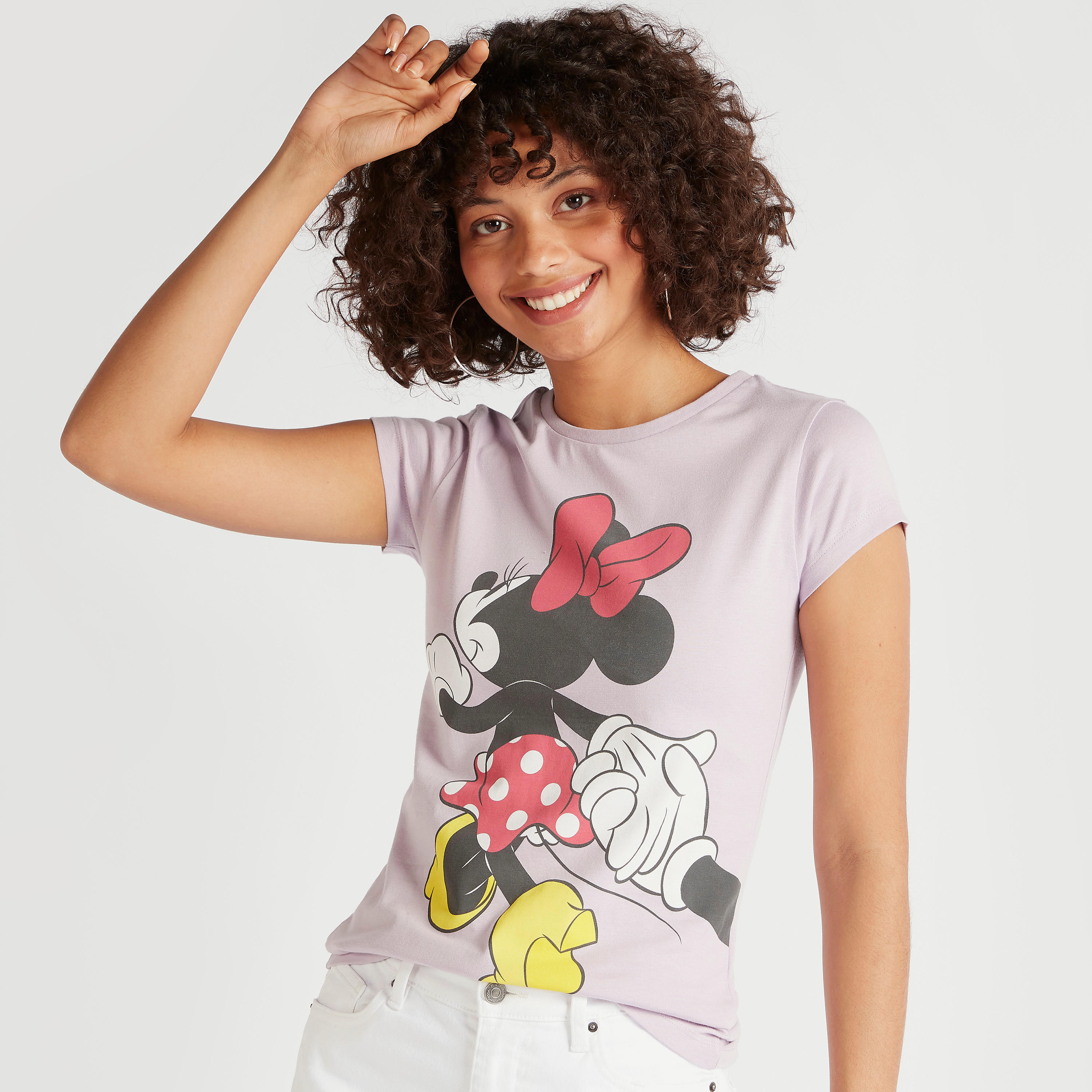 تيشيرت بياقة ضيّقة وأكمام كاب وطبعات ميني ماوس-women-clothing-tshirts-image-1