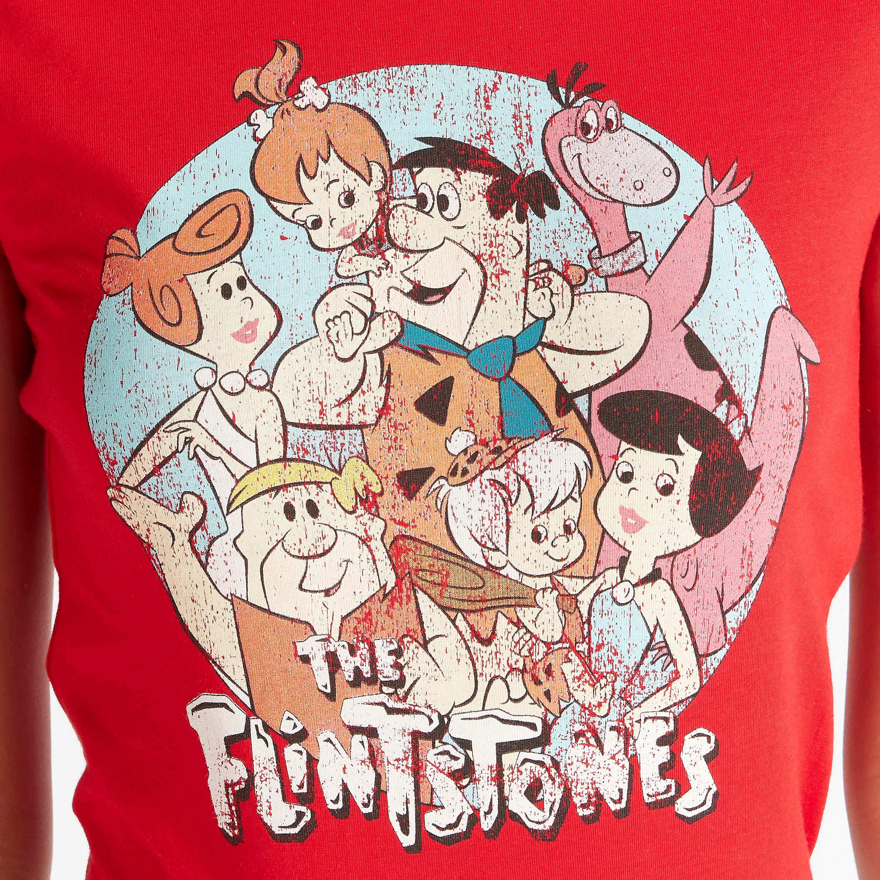 تيشيرت بياقة ضيّقة وأكمام كاب وطبعات ذي فلينستون-women-clothing-tshirts-image-3