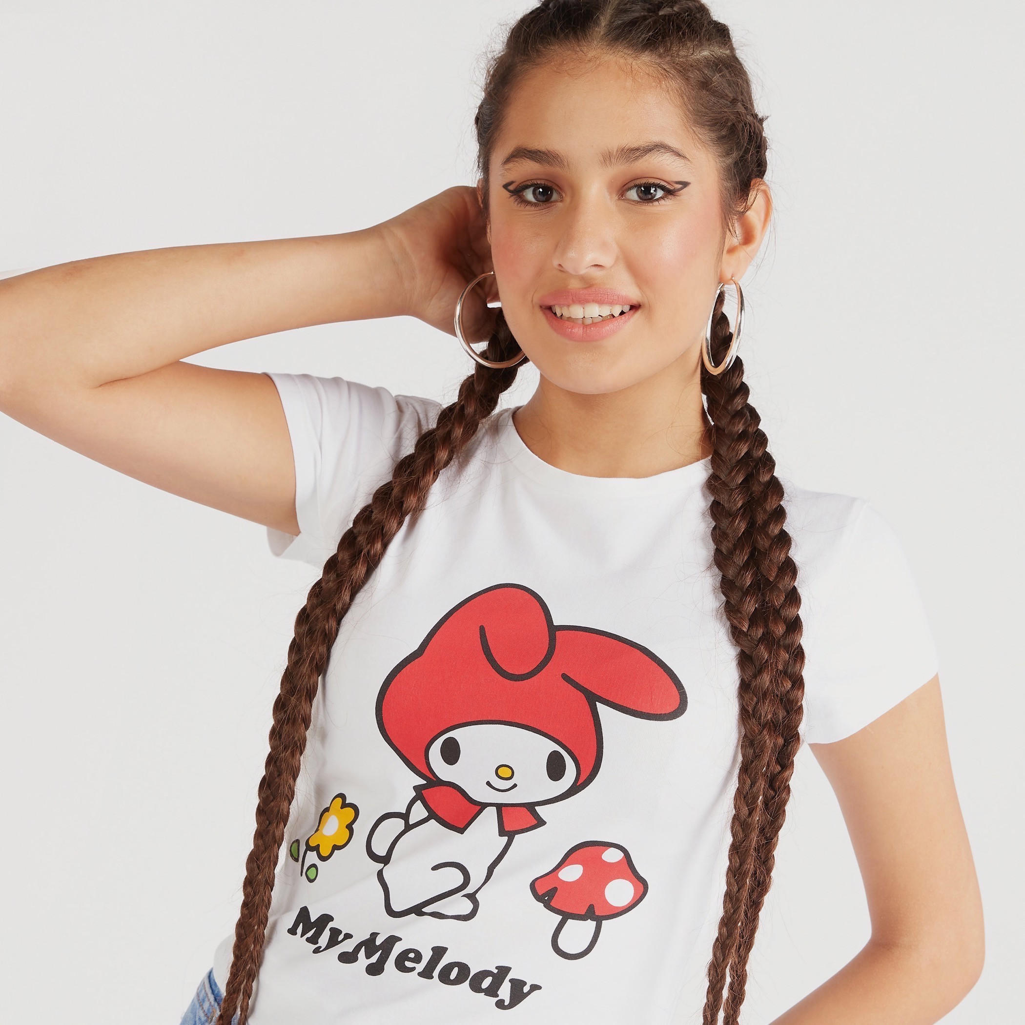 تيشيرت بياقة ضيّقة وأكمام كاب وطبعات ميلودي-women-clothing-tshirts-image-3