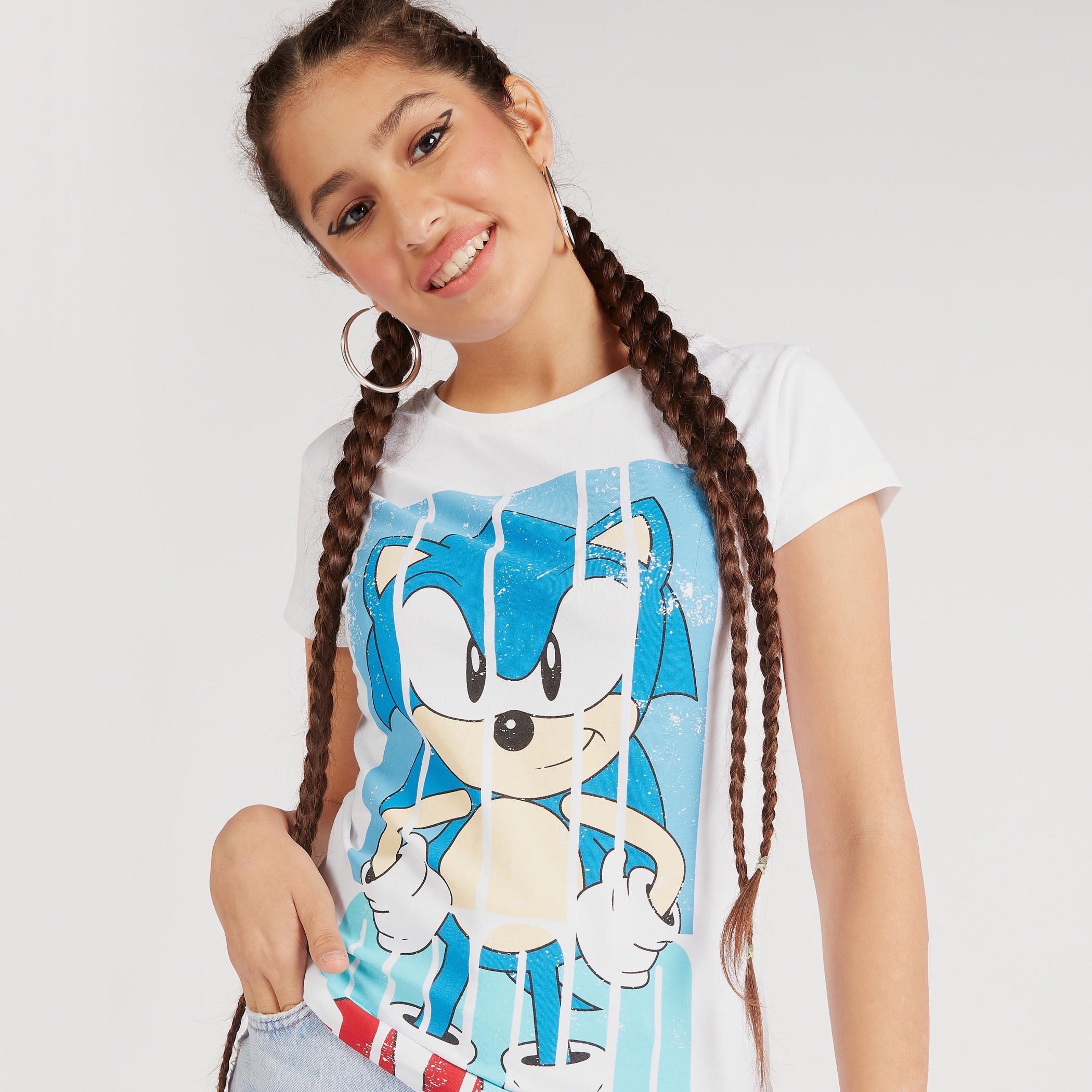 Printed Crew Neck T-shirt with Short Sleeves-women-clothing-tshirts-image-3