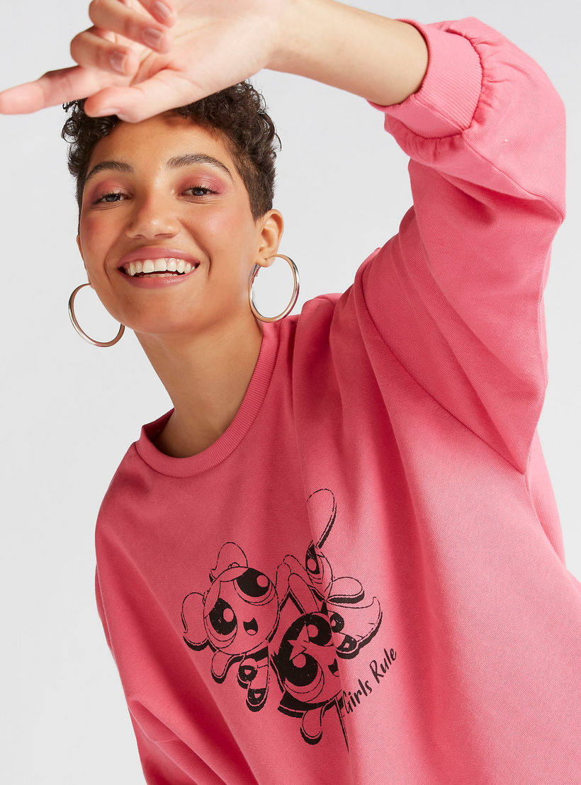 سويت شيرت بياقة ضيّقة وأكمام طويلة وطبعات فتيات القوة-women-winterwear-hoodiesandsweatshirts-sweatshirts-image-5