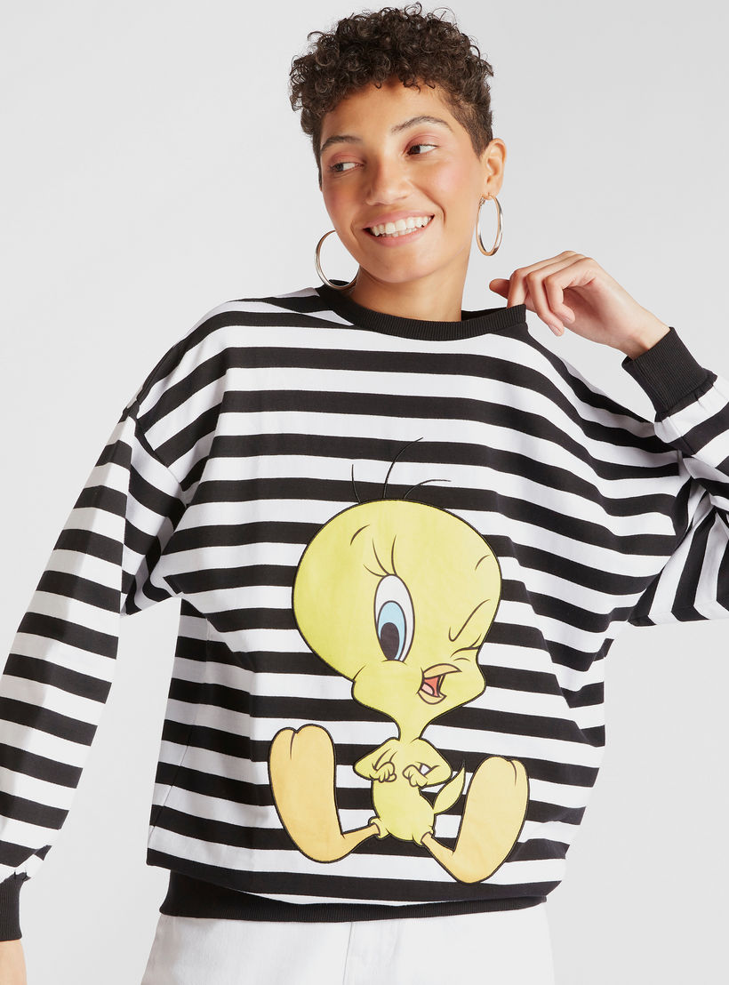 سويت شيرت بياقة ضيقة وأكمام طويلة وطبعات تويتي-women-winterwear-hoodiesandsweatshirts-sweatshirts-image-6