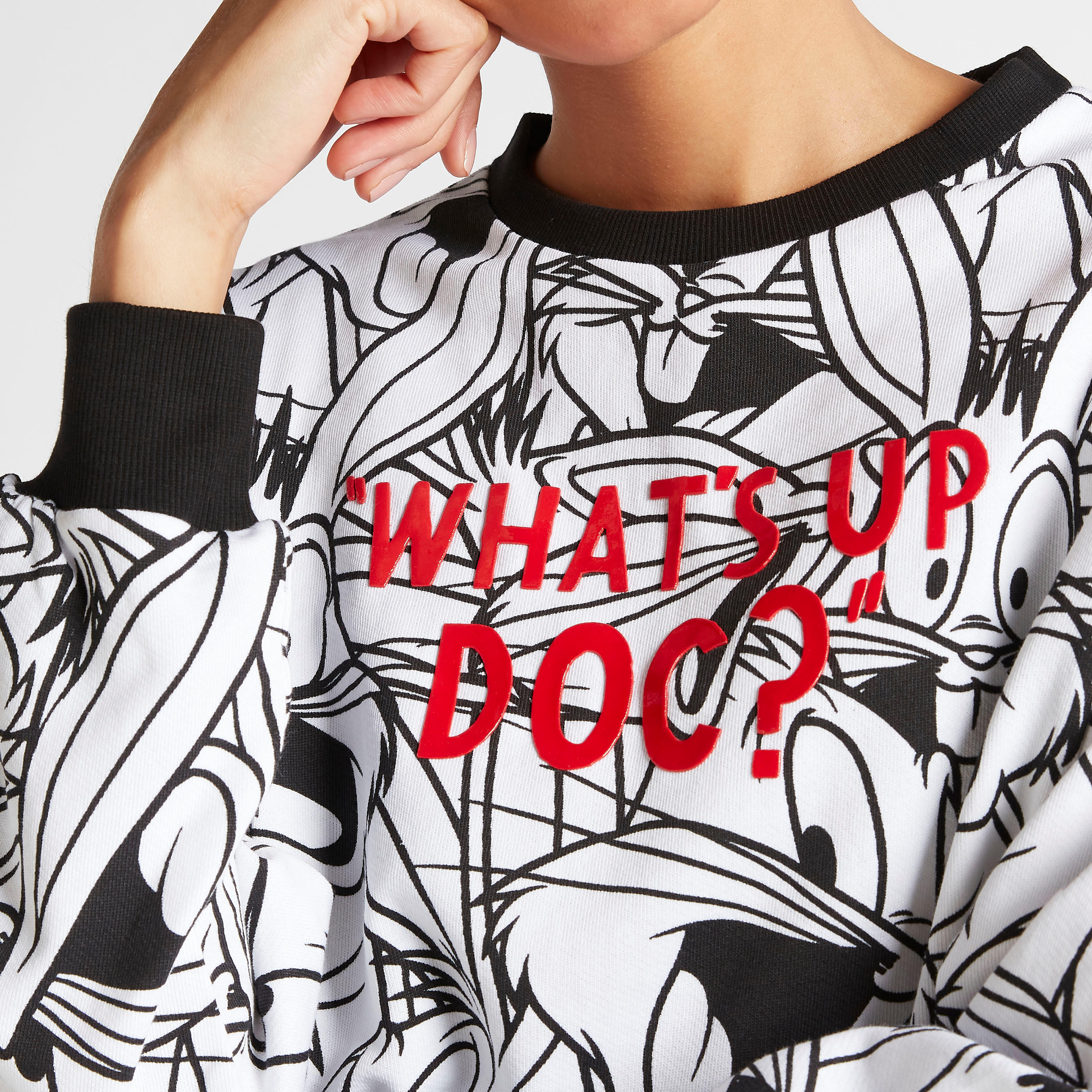 Bugs Bunny Print Sweatshirt with Crew Neck and Long Sleeves-women-winterwear-hoodiesandsweatshirts-sweatshirts-image-3