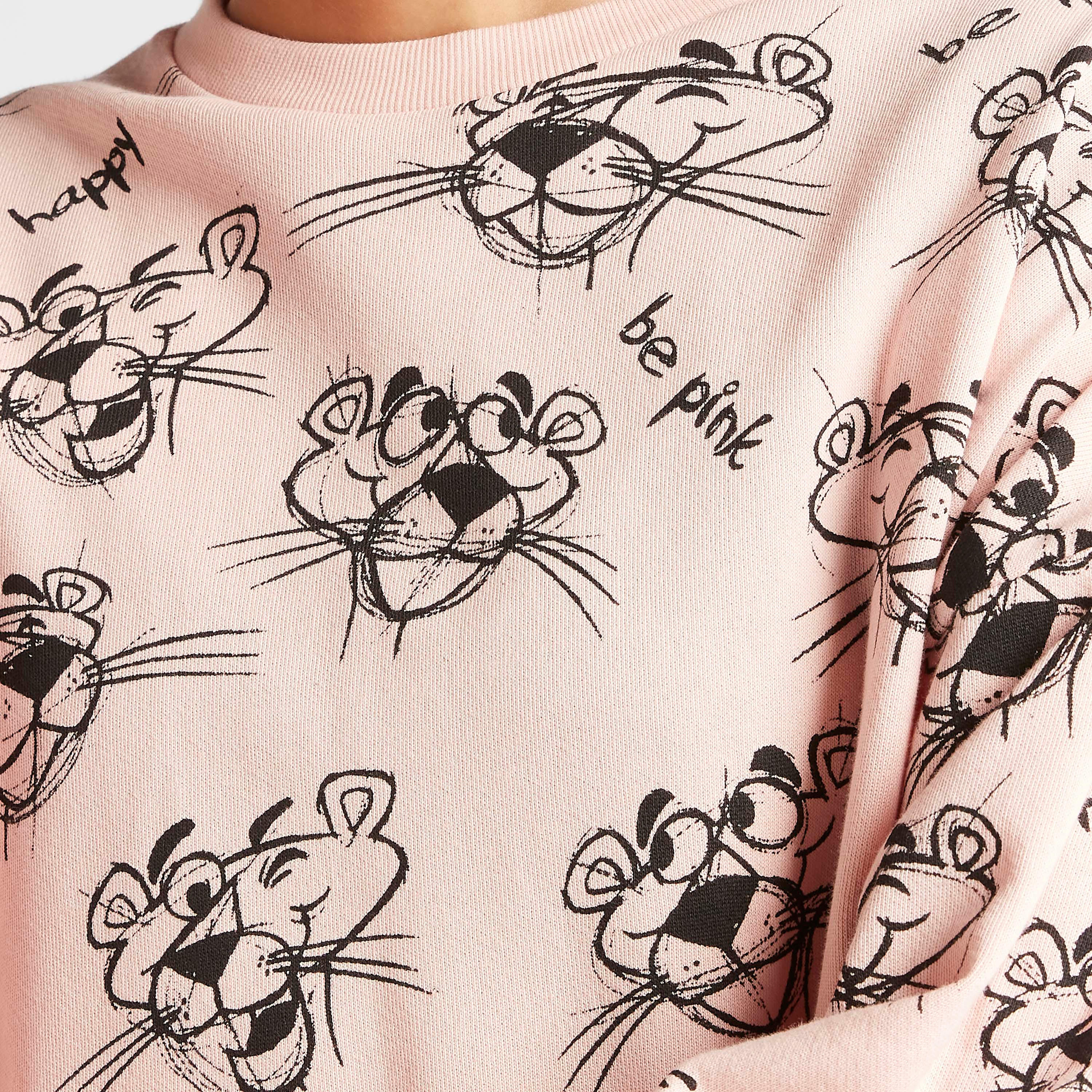 سويت شيرت بياقة ضيقة وأكمام طويلة وطبعات بينك بانثر-women-winterwear-hoodiesandsweatshirts-sweatshirts-image-3