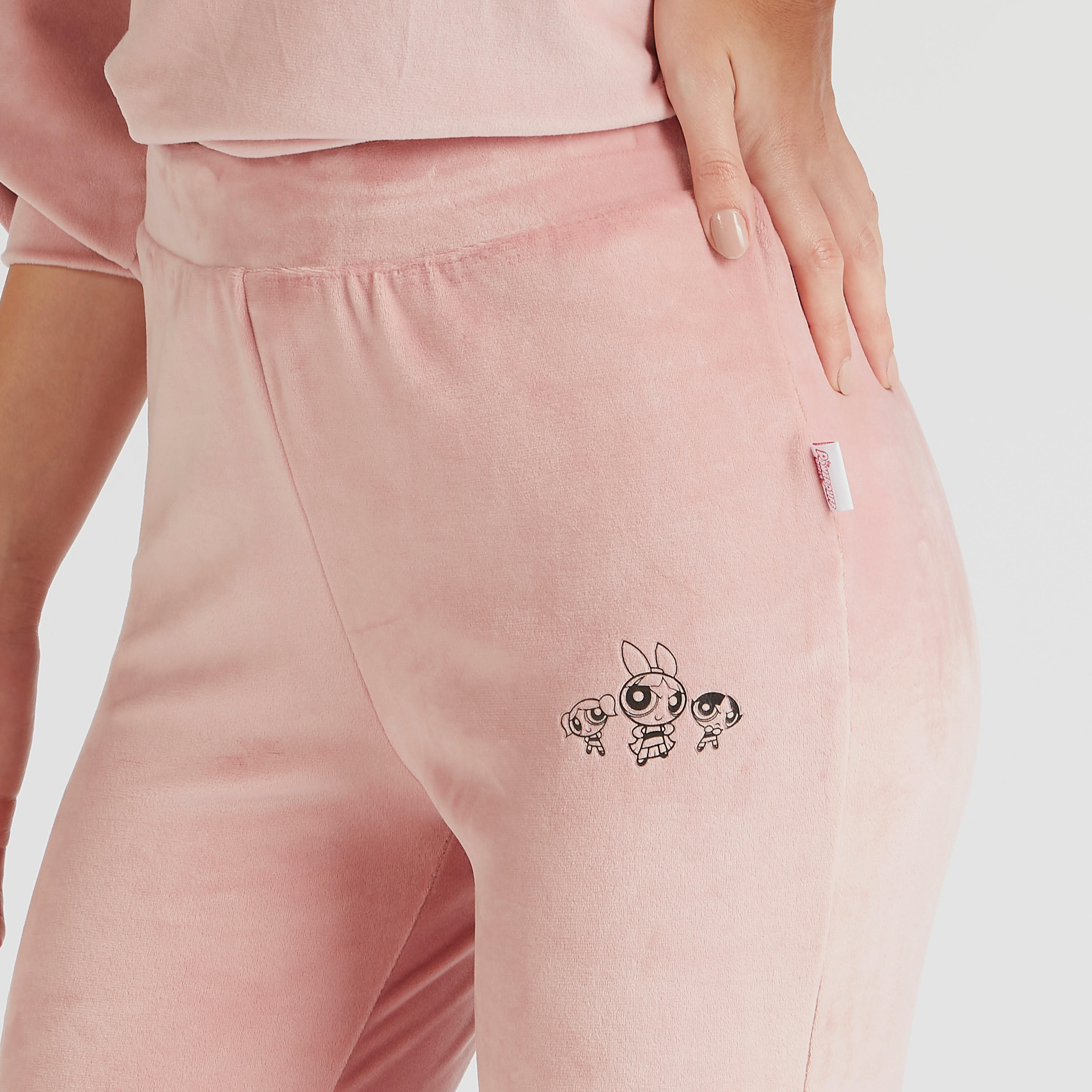 بنطلون رياضي بارز الملمس بخصر مطاطي وتصميم باور باف جيرلز-women-clothing-bottoms-joggers-image-3