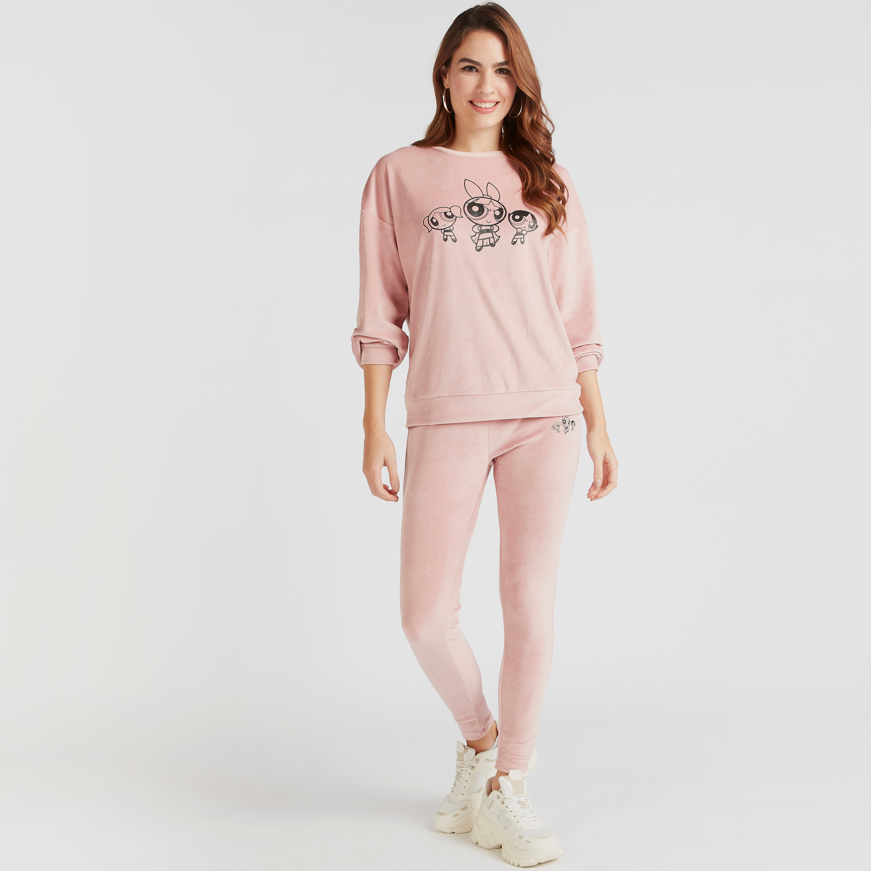 Power Puff Girls Print Crew Neck Sweatshirt with Long Sleeves-women-winterwear-hoodiesandsweatshirts-sweatshirts-image-2