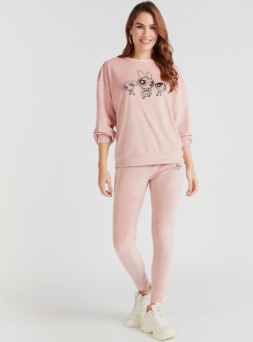 Power Puff Girls Print Crew Neck Sweatshirt with Long Sleeves-women-winterwear-hoodiesandsweatshirts-sweatshirts-image-2