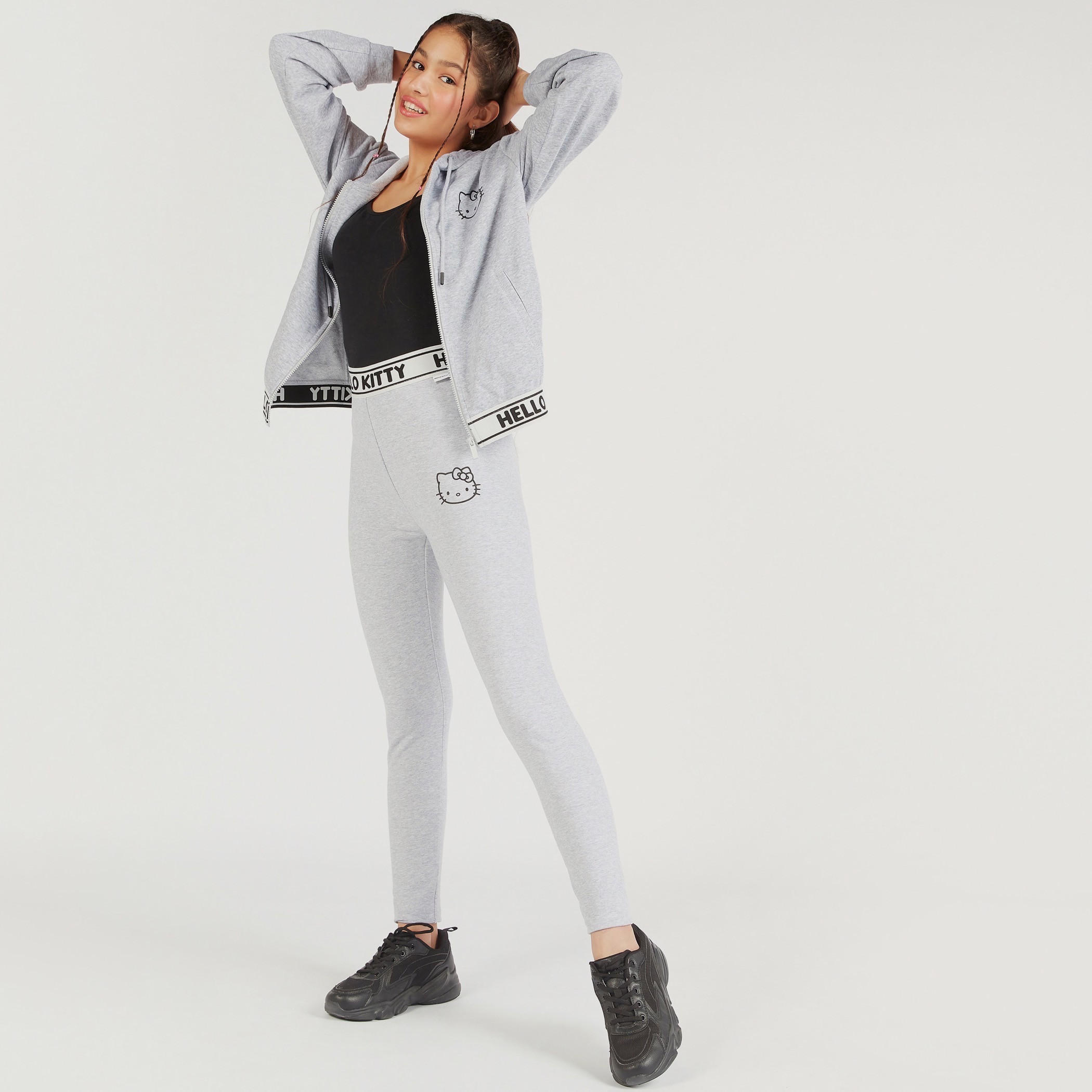بنطلون ليقنز بطبعات هالو كيتي وخصر مطاطي متوسط الارتفاع-women-clothing-bottoms-leggings-image-2