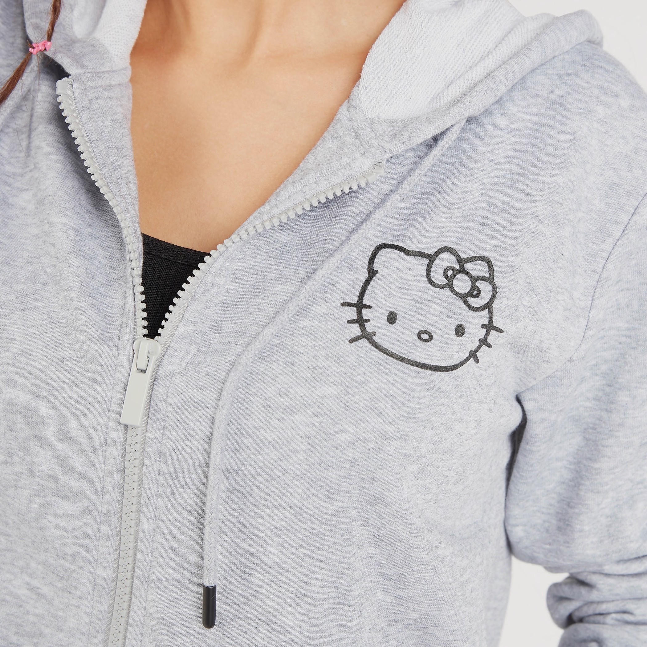 Hello Kitty Print Zip Through Hooded Jacket with Long Sleeves-women-winterwear-coatsandjackets-jackets-image-3