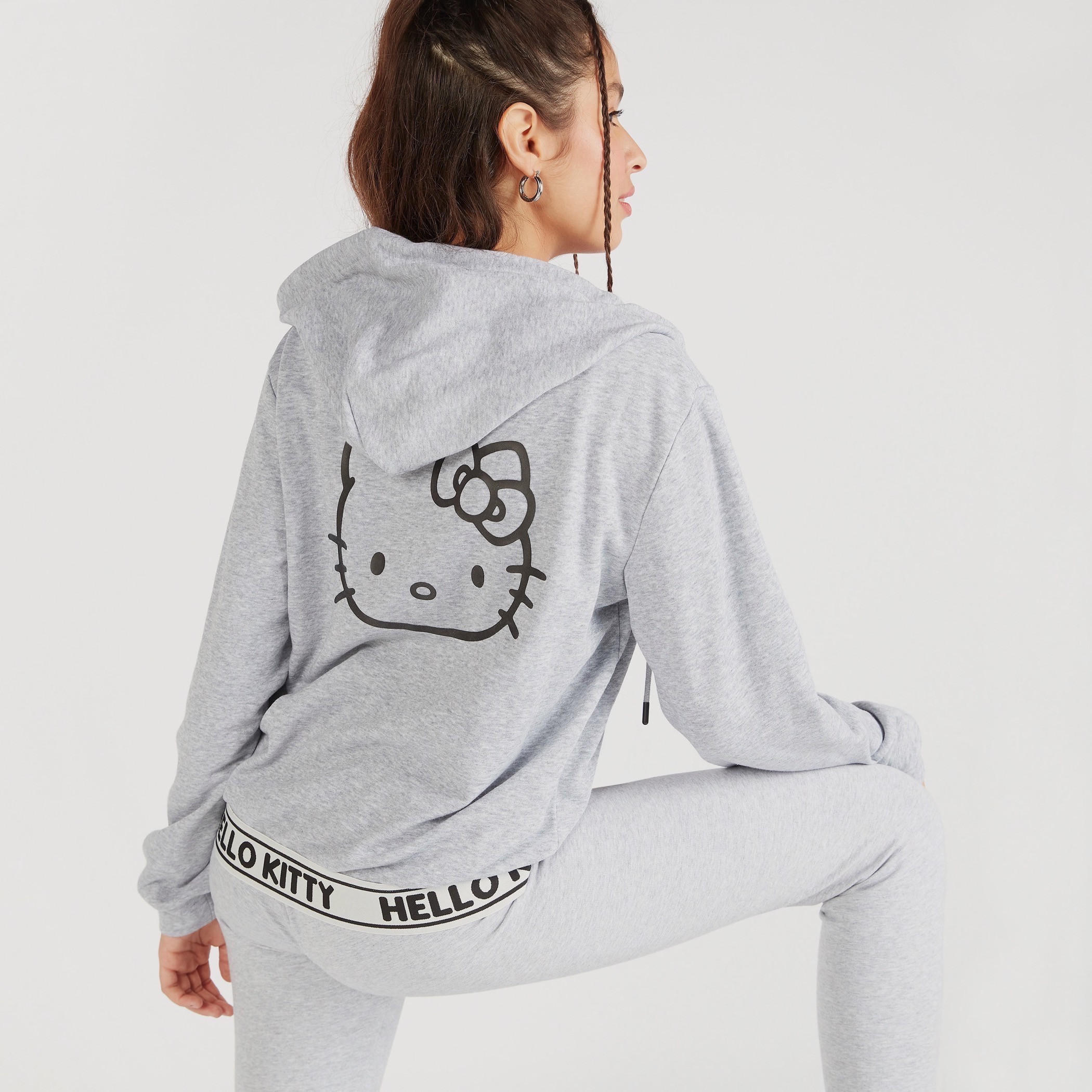 Hello Kitty Print Zip Through Hooded Jacket with Long Sleeves-women-winterwear-coatsandjackets-jackets-image-4