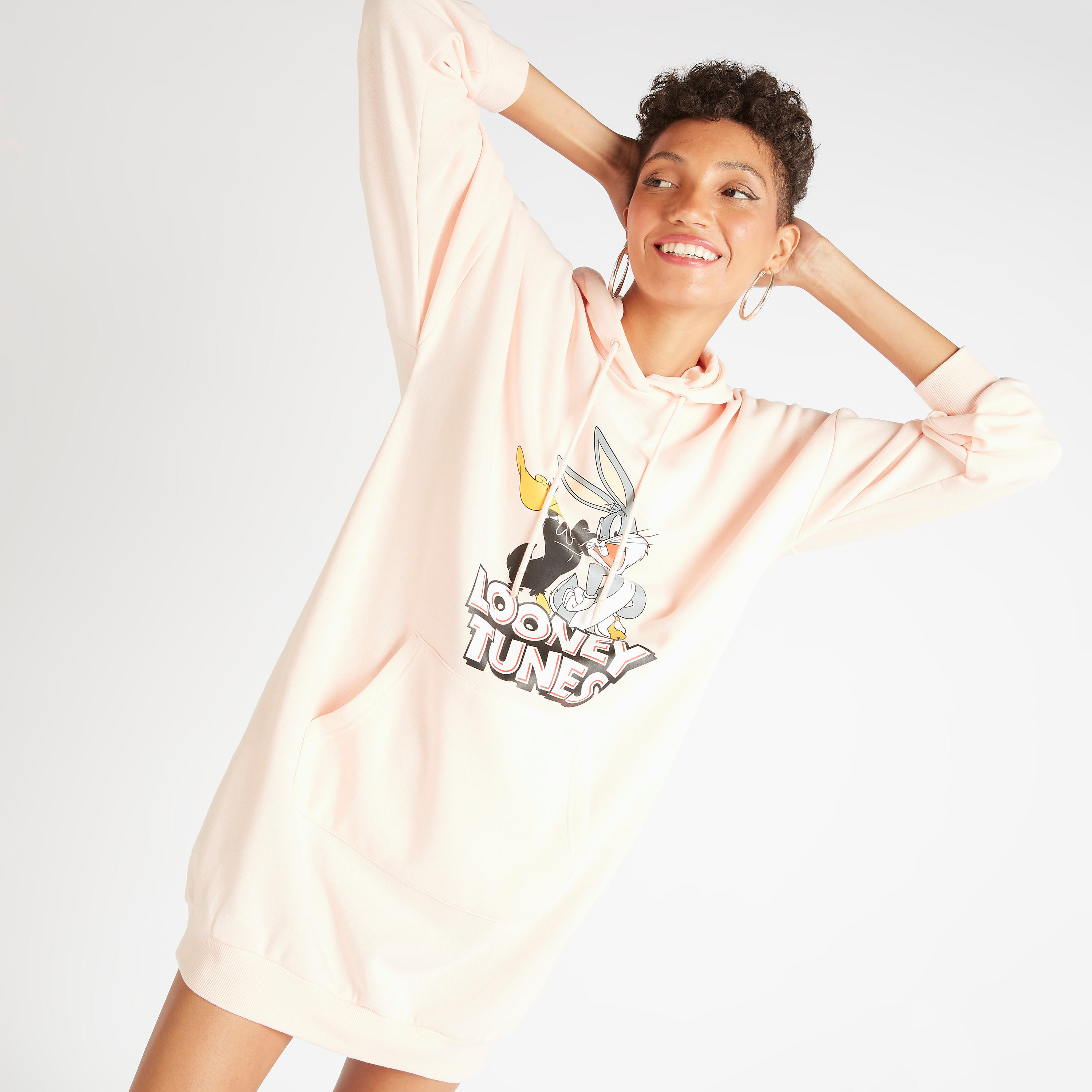 فستان جامبر بأكمام طويلة وطبعات لوني تيونز-women-clothing-dresses-image-1