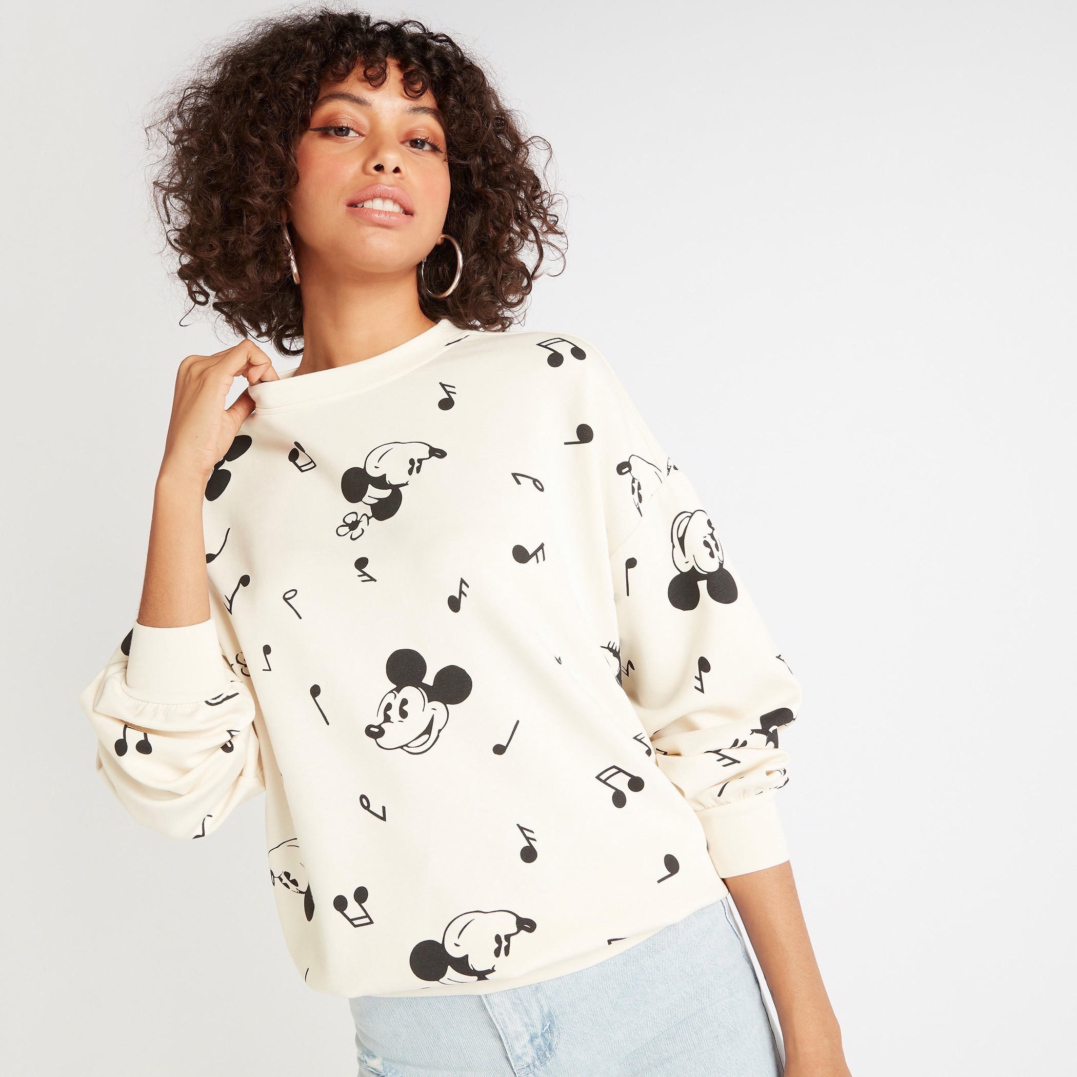 سويت شيرت بياقة مستديرة وأكمام طويلة وطبعات ميكي وميني-women-winterwear-hoodiesandsweatshirts-sweatshirts-image-5