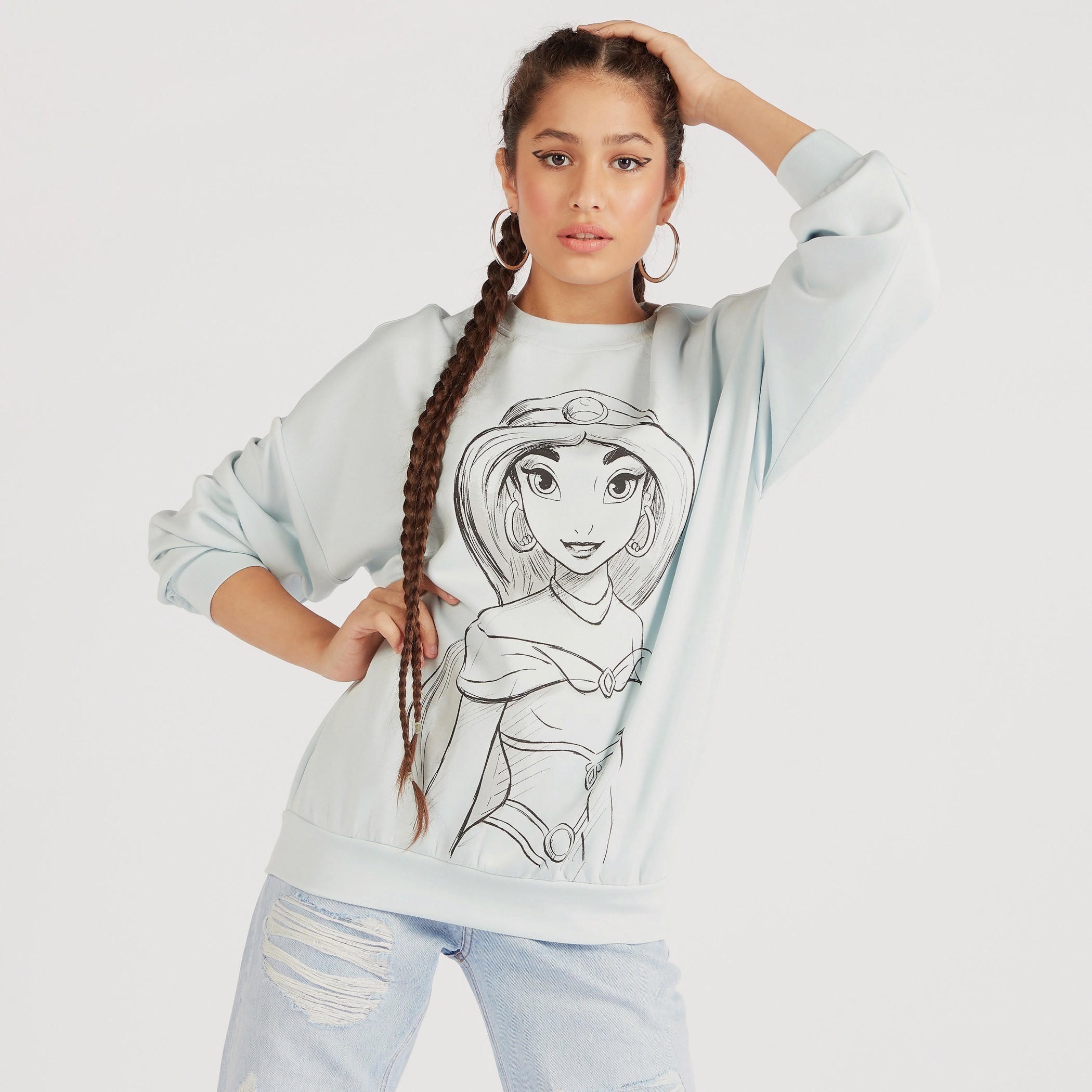 Jasmine Print Round Neck Sweatshirt with Long Sleeves-women-winterwear-hoodiesandsweatshirts-sweatshirts-image-5