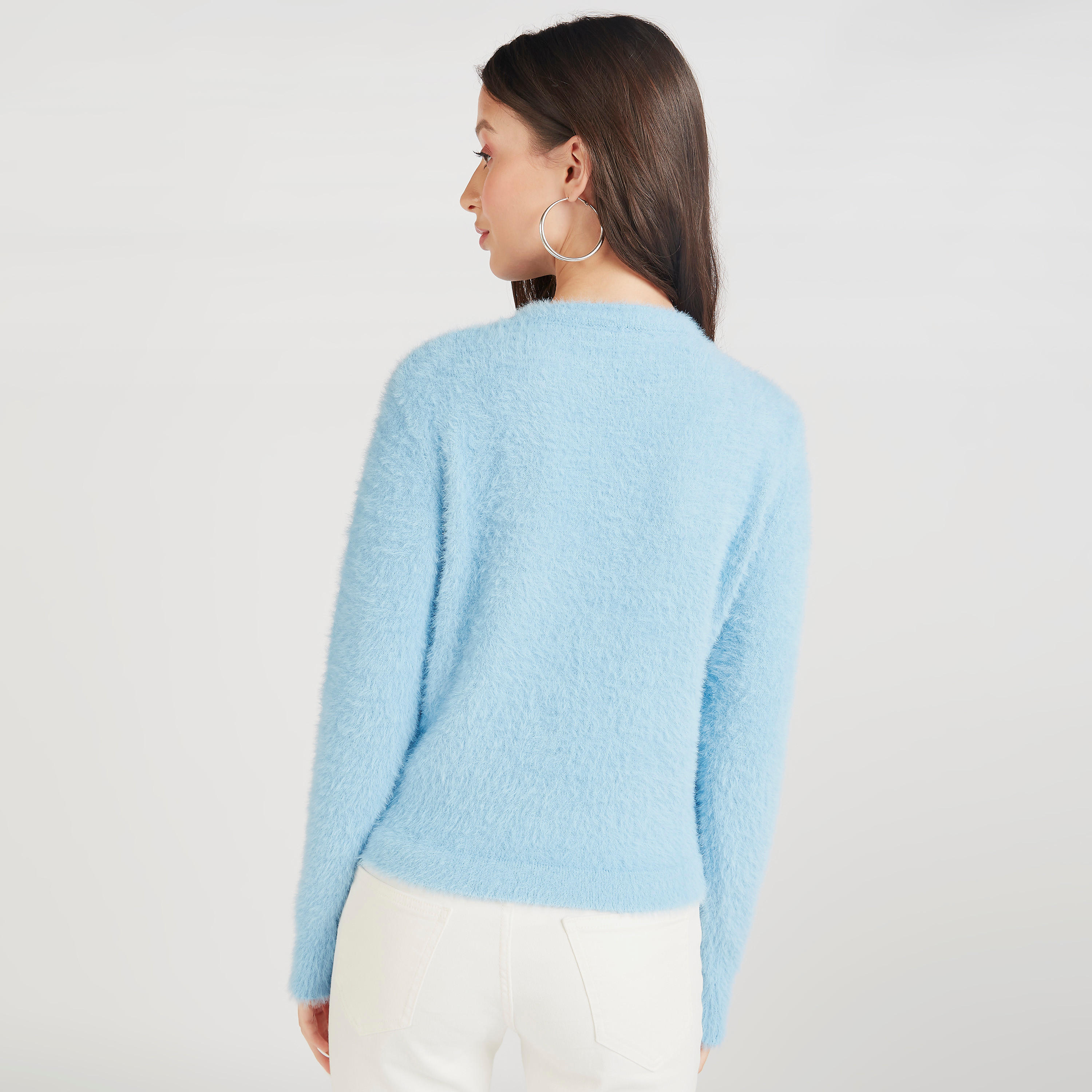 كنزة بطبعات ميني ماوس بارزة الملمس وياقة ضيقة وأكمام طويلة-women-clothing-cardigansandjumpers-jumpers-image-4