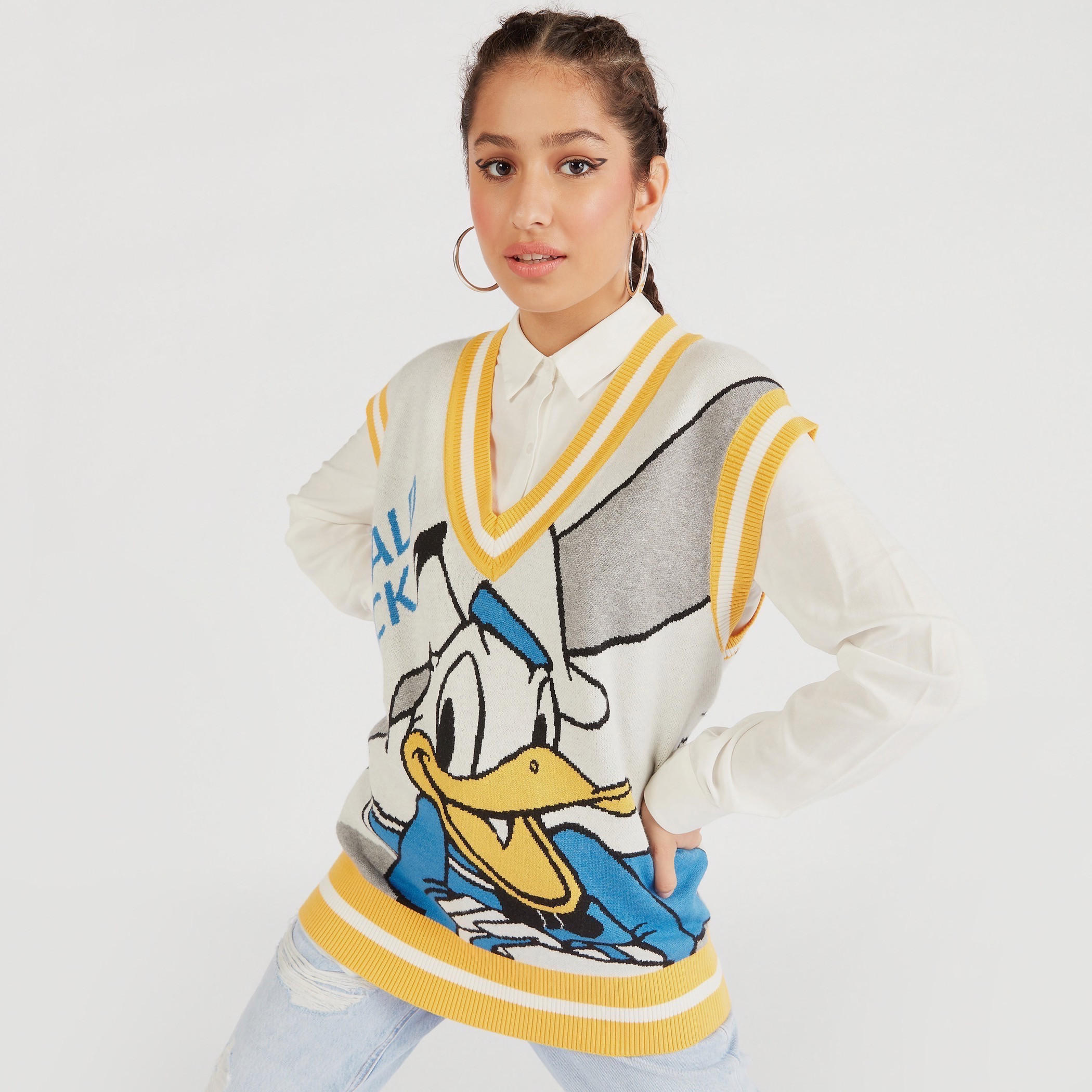 كنزة دون أكمام بياقة V وطبعات دونالد داك-women-clothing-cardigansandjumpers-jumpers-image-5