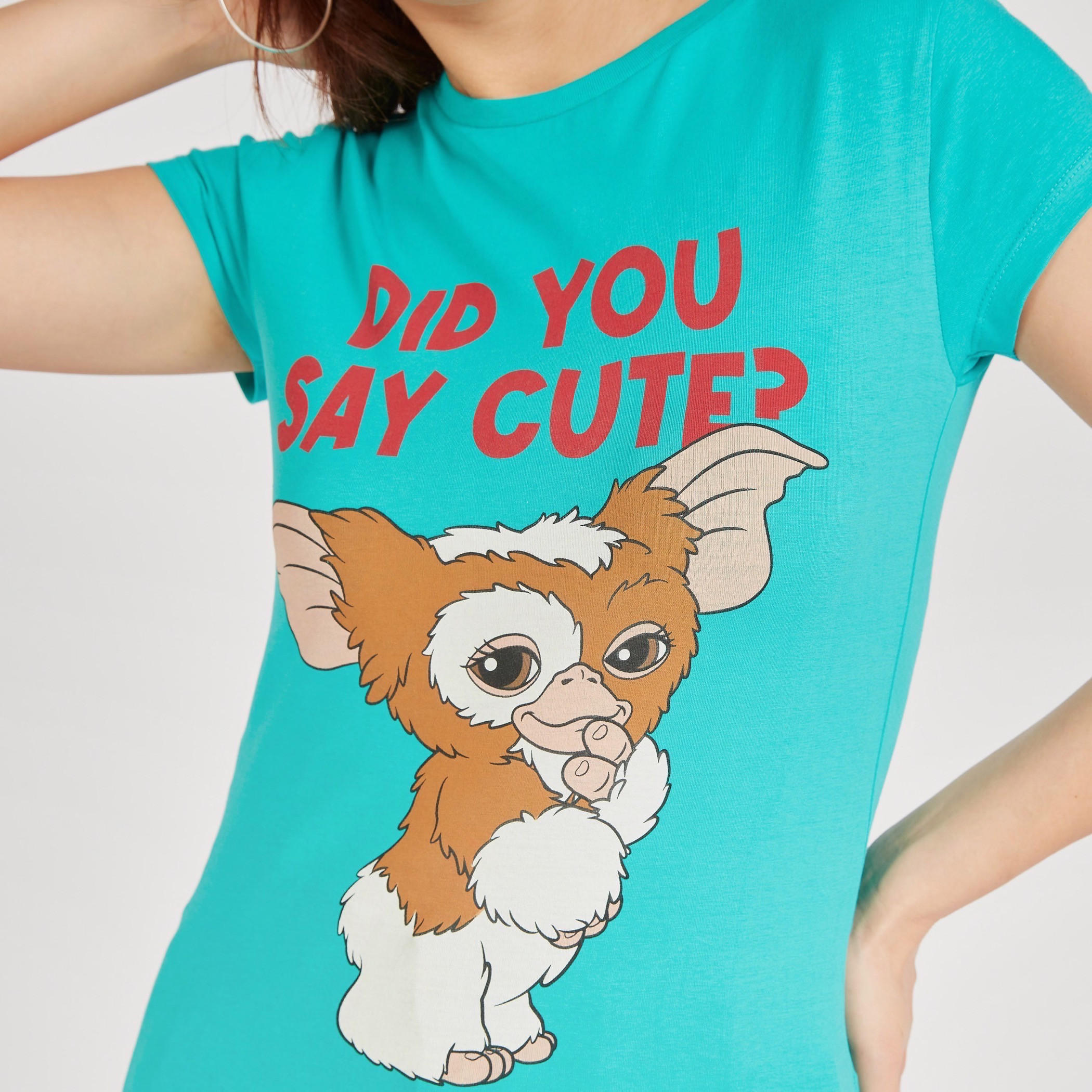 Gremlin Print Crew Neck T-shirt with Short Sleeves-women-clothing-tshirts-image-3