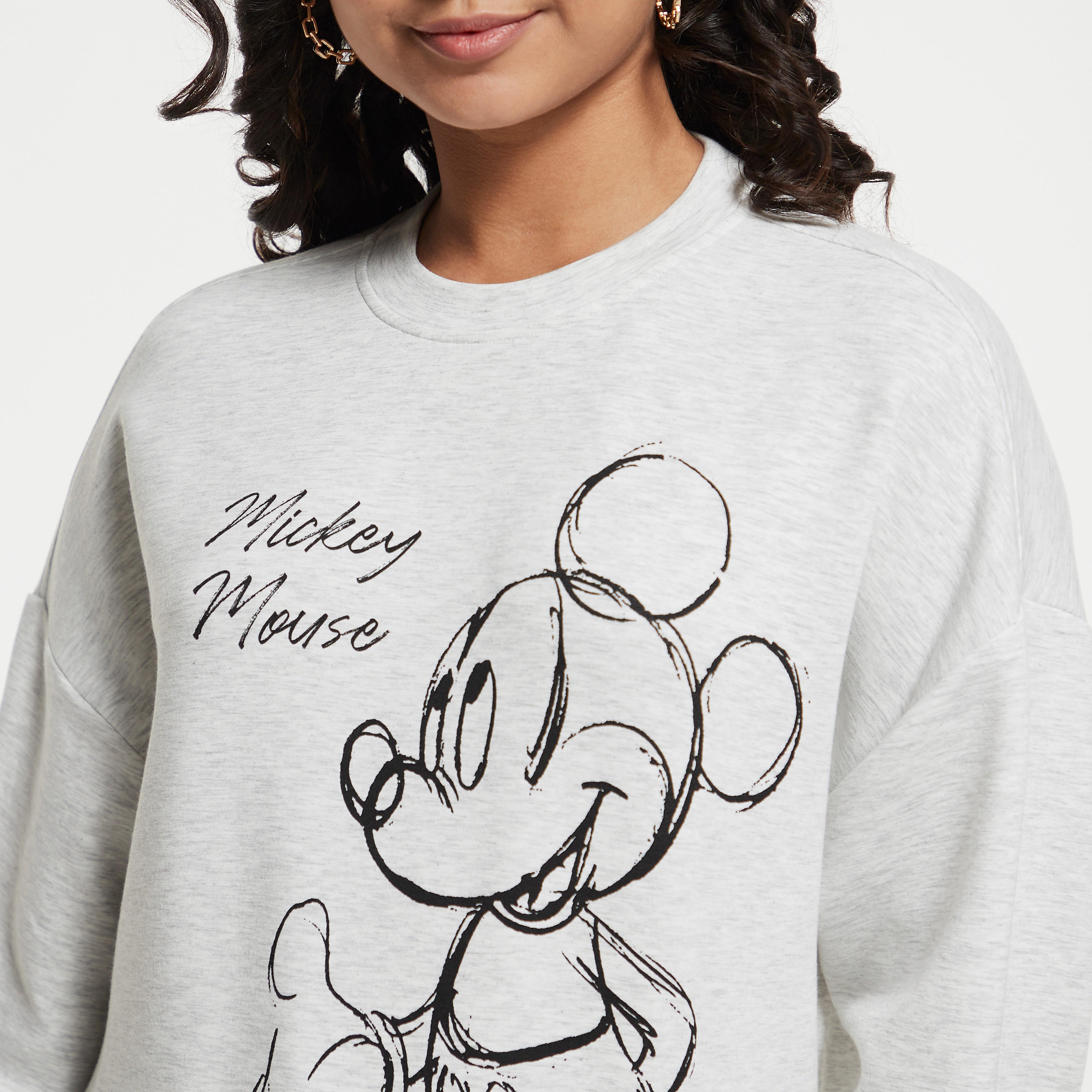 Mickey Mouse Print Crew Neck Sweatshirt with Long Sleeves-women-winterwear-hoodiesandsweatshirts-sweatshirts-image-4