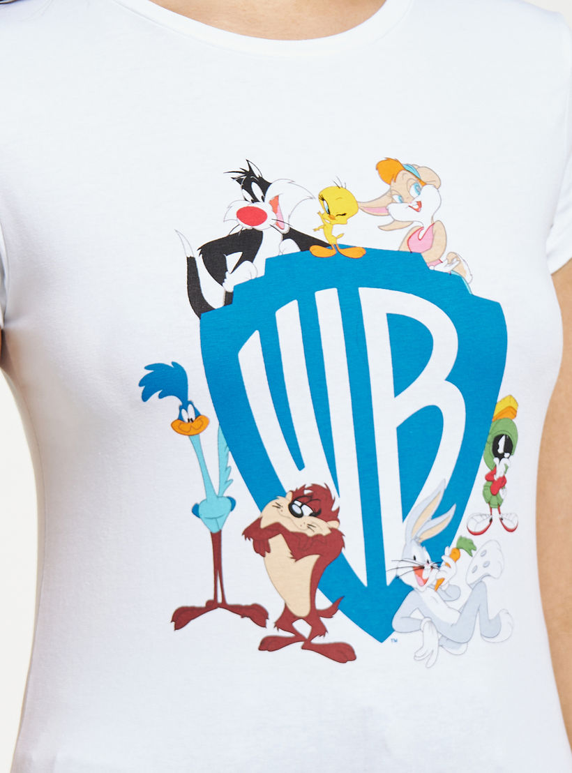 تيشيرت بياقة مستديرة وأكمام كاب وطبعات-women-clothing-tshirts-image-4
