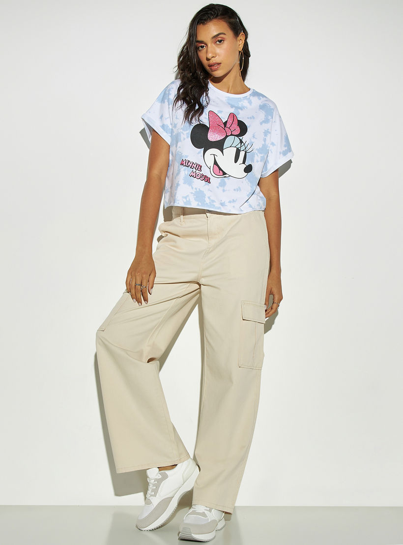 تيشيرت قصير بوكسي بياقة ضيقة وطبعات-women-clothing-tshirts-image-2