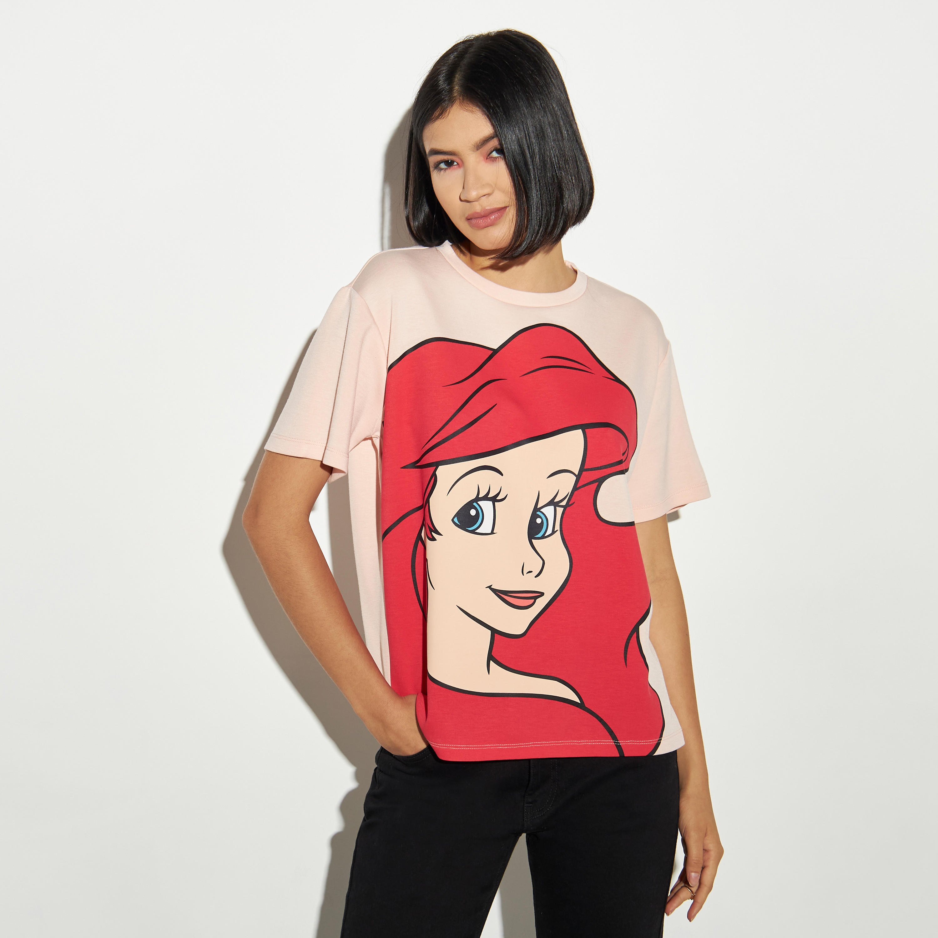 Ariel Print Crew Neck T-shirt with Short Sleeves-women-clothing-tshirts-image-1