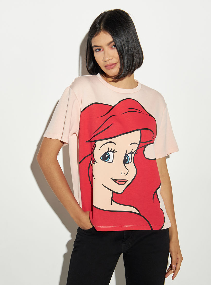 Ariel Print Crew Neck T-shirt with Short Sleeves-women-clothing-tshirts-image-1