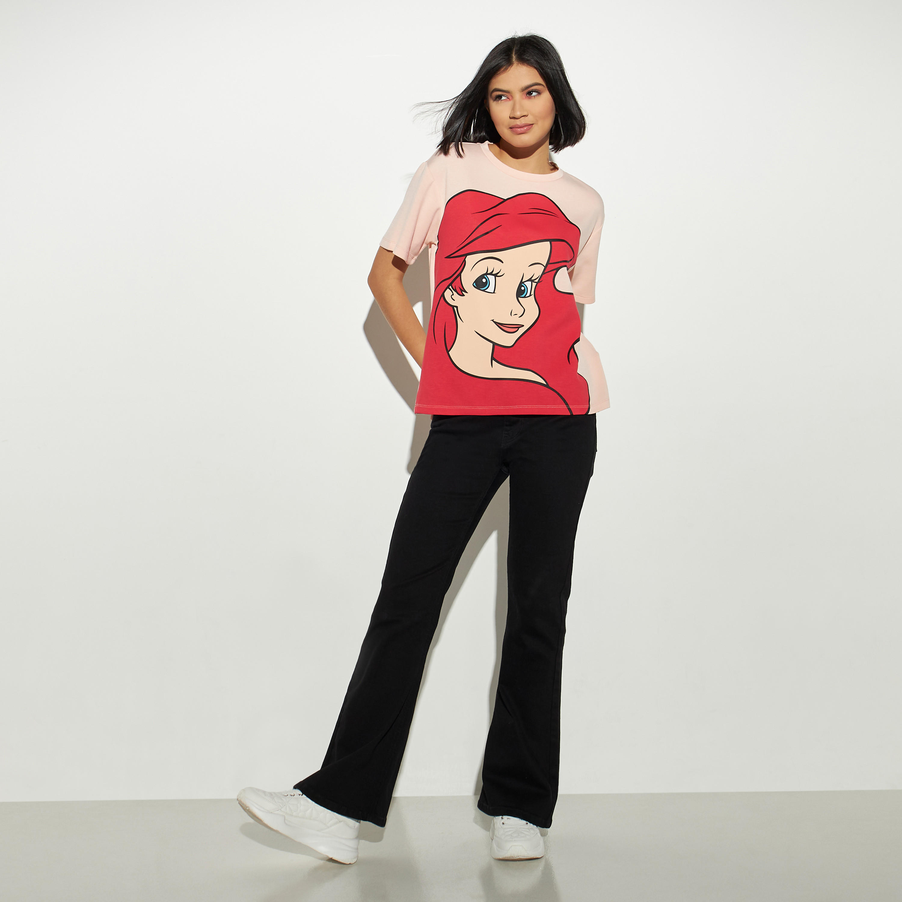 Ariel Print Crew Neck T-shirt with Short Sleeves-women-clothing-tshirts-image-2