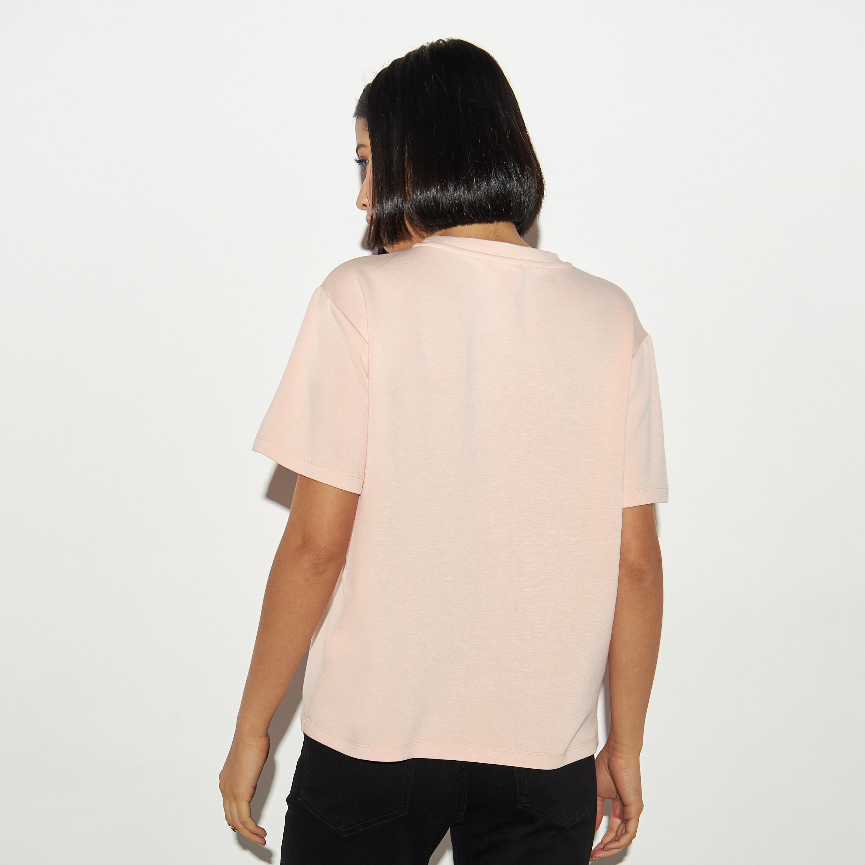 Ariel Print Crew Neck T-shirt with Short Sleeves-women-clothing-tshirts-image-3