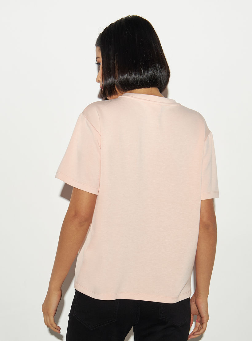 Ariel Print Crew Neck T-shirt with Short Sleeves-women-clothing-tshirts-image-3