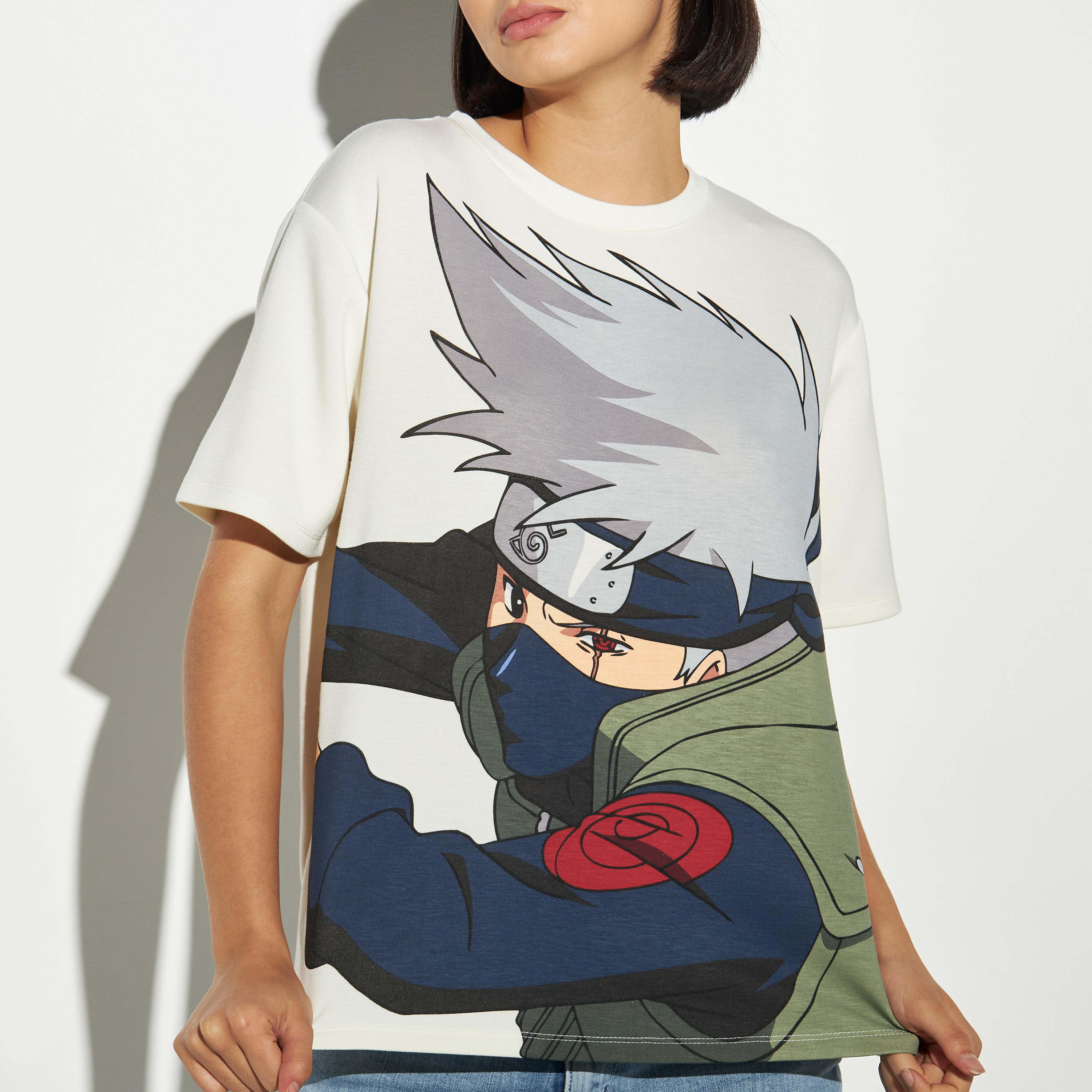 Naruto Print Crew Neck T-shirt with Short Sleeves-women-clothing-tshirts-image-4