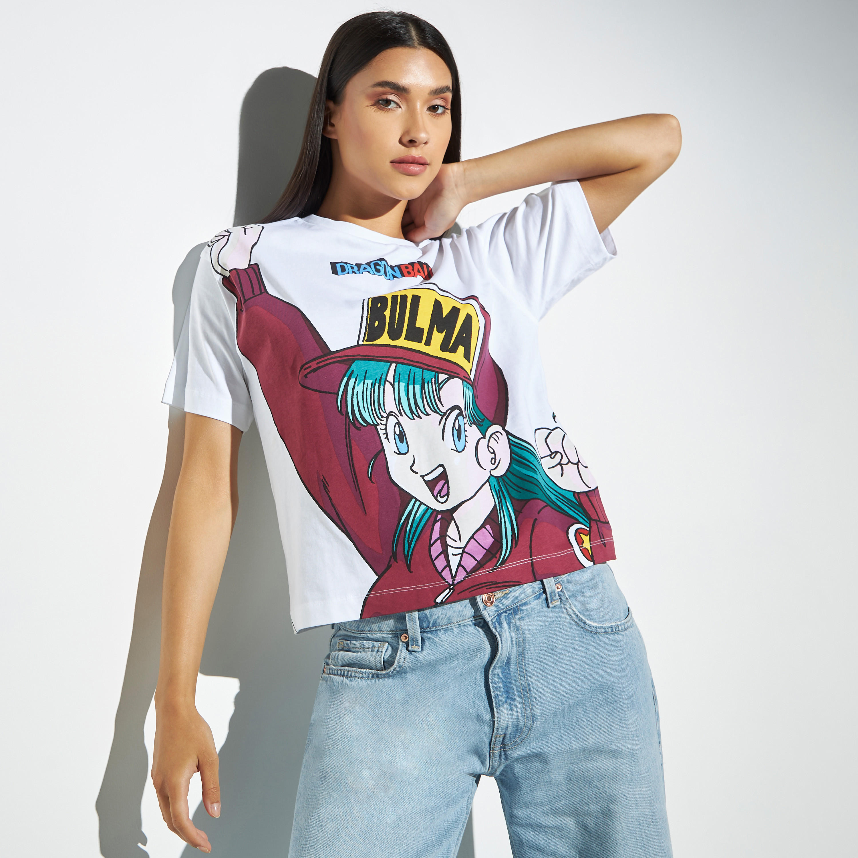 تيشيرت بوكسي بطبعات ميني ماوس وأكمام منسدلة-women-clothing-tshirts-image-1