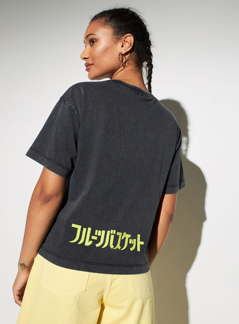 تيشيرت بوكسي بياقة مستديرة وطبعات-women-clothing-tshirts-image-4