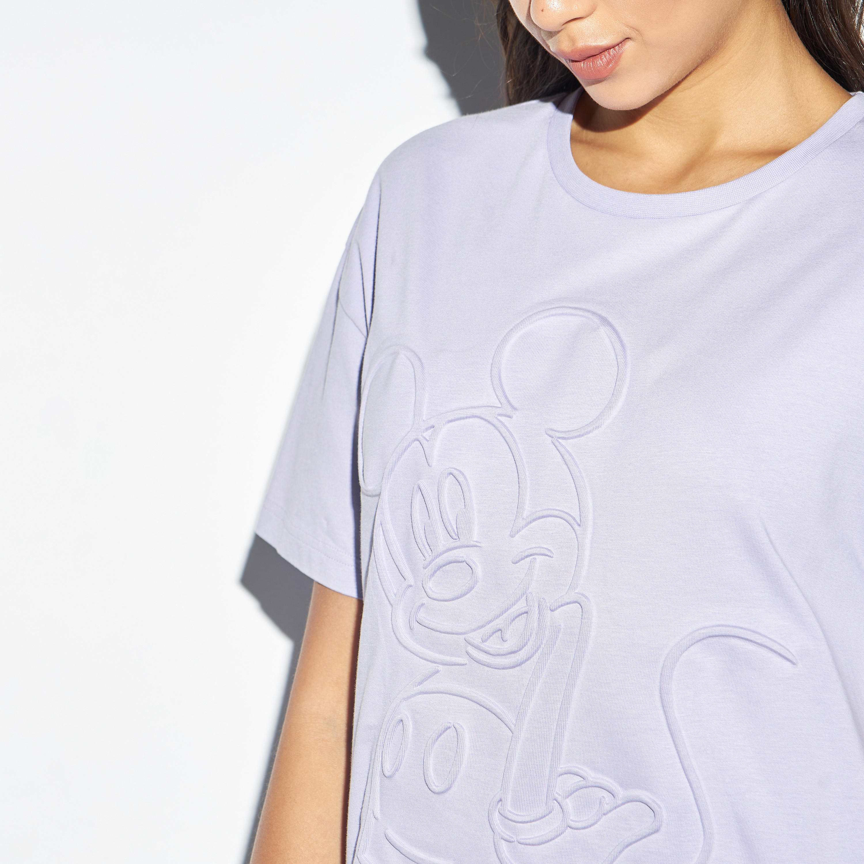Mickey Mouse Embossed Round Neck T-shirt-women-clothing-tshirts-image-4